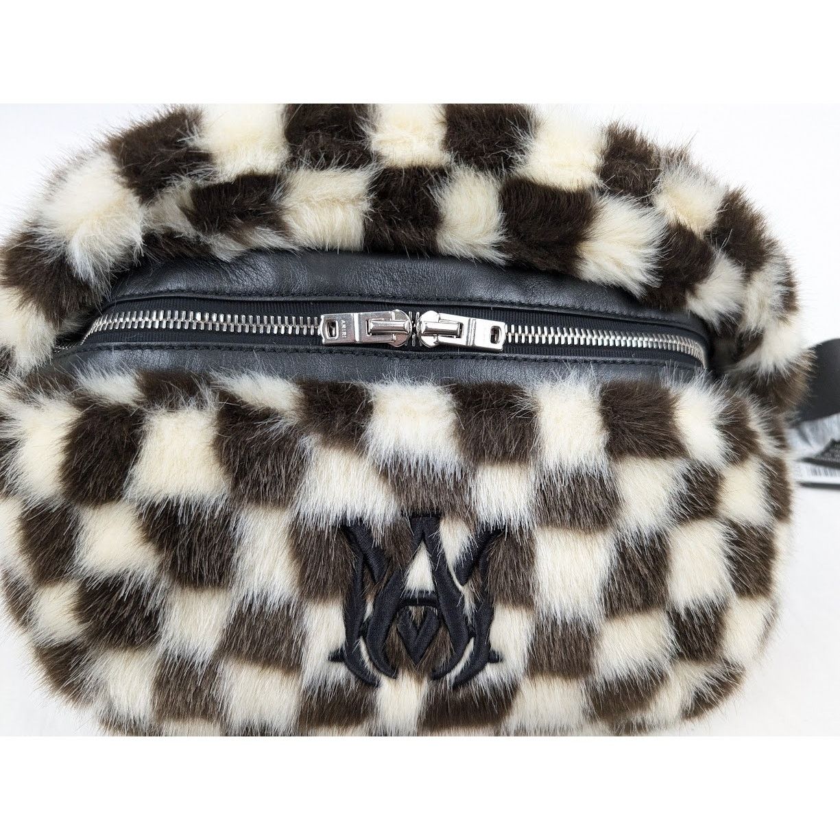 Amiri o1rshd1 DUP / Size: OS/Faux Fur Checkered Bumbag Black/White Size ONE SIZE - 11 Thumbnail
