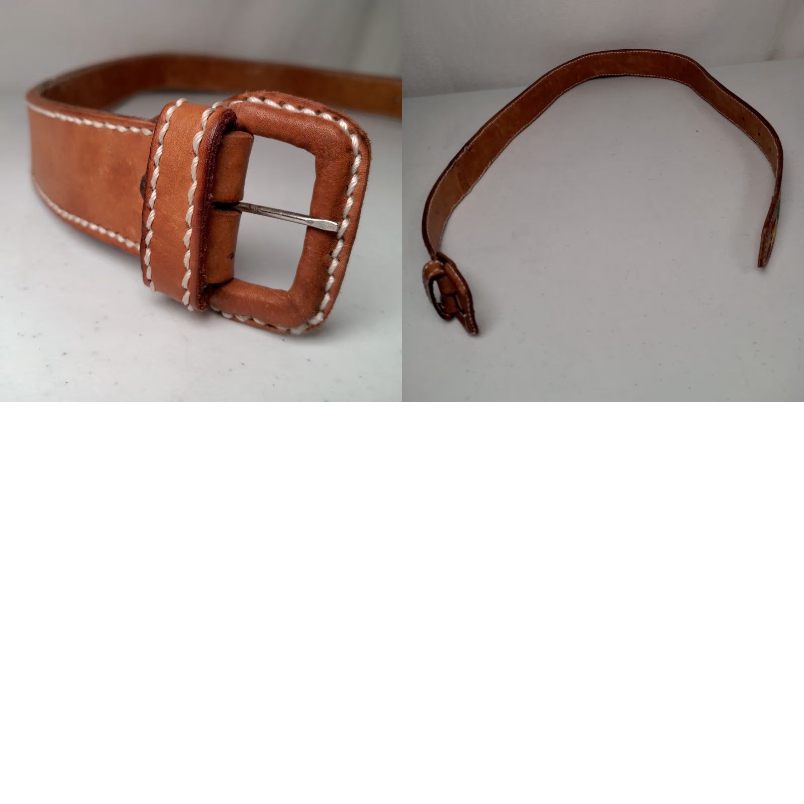 Vintage VINTAGE Leather Belt Women's Adjustable 1 3/8" Brown Embroidered Boho Tribal 30" Size 26-30in Size ONE SIZE - 10 Thumbnail