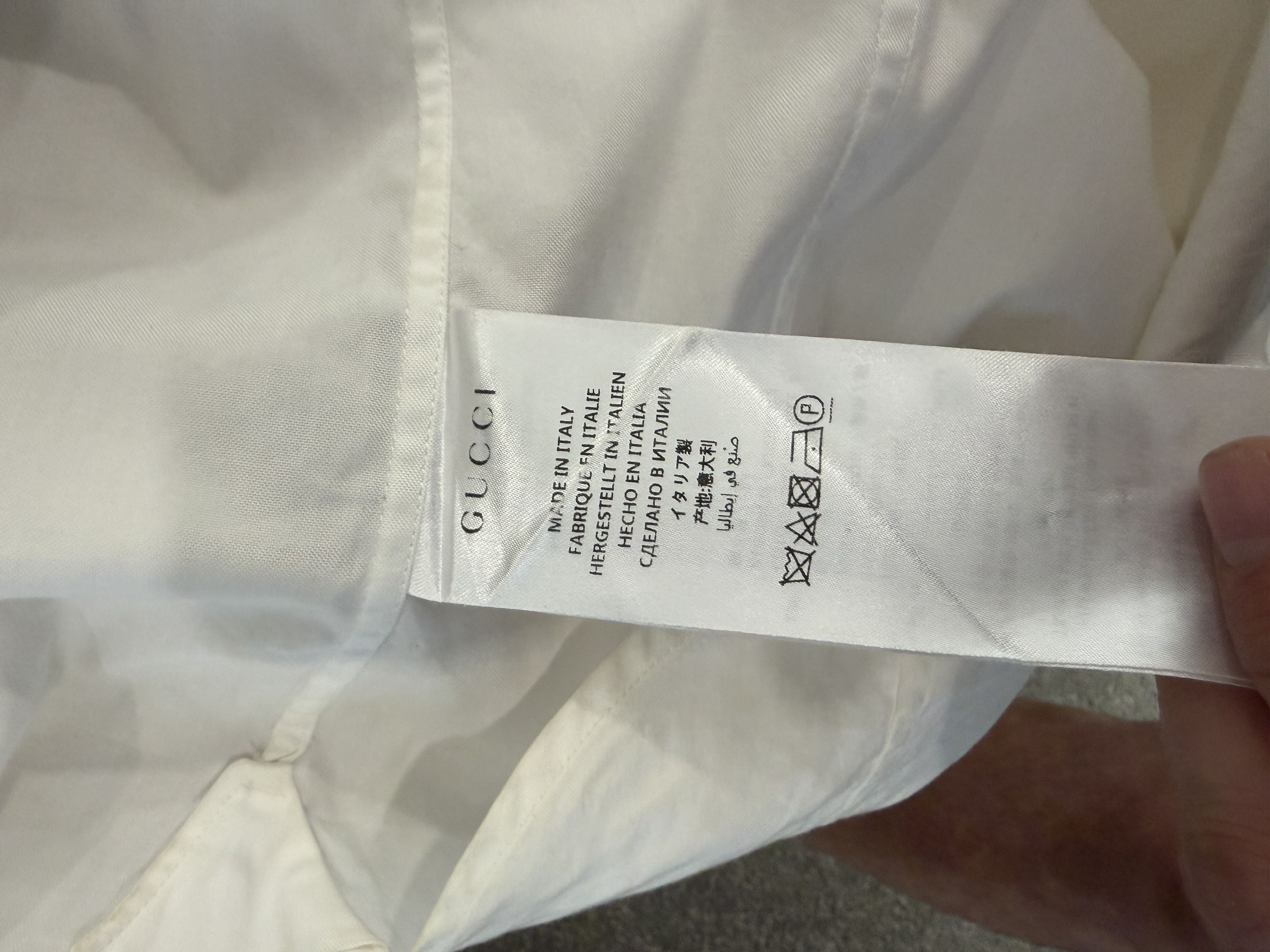 Gucci Gucci White Embroidered Collar Button-Up Shirt Size US M / EU 48-50 / 2 - 5 Thumbnail