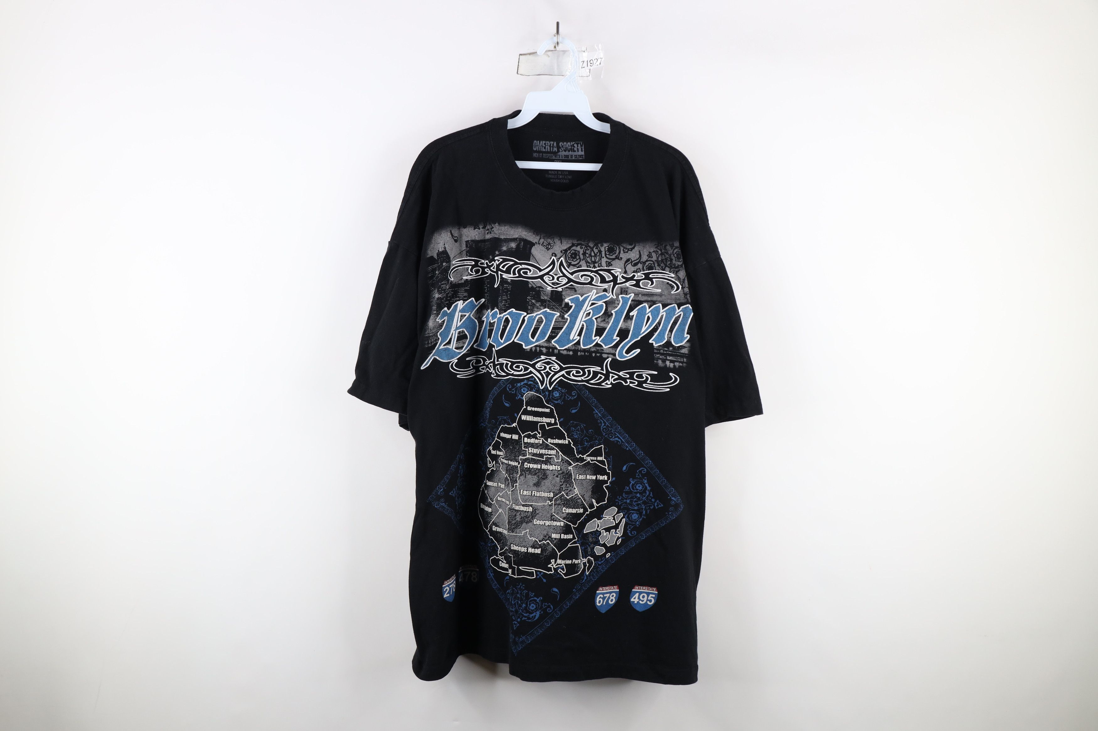 Vintage Vintage Y2K Streetwear Spell Brooklyn Tribal T-Shirt Black Size US XXL / EU 58 / 5 - 1 Thumbnail