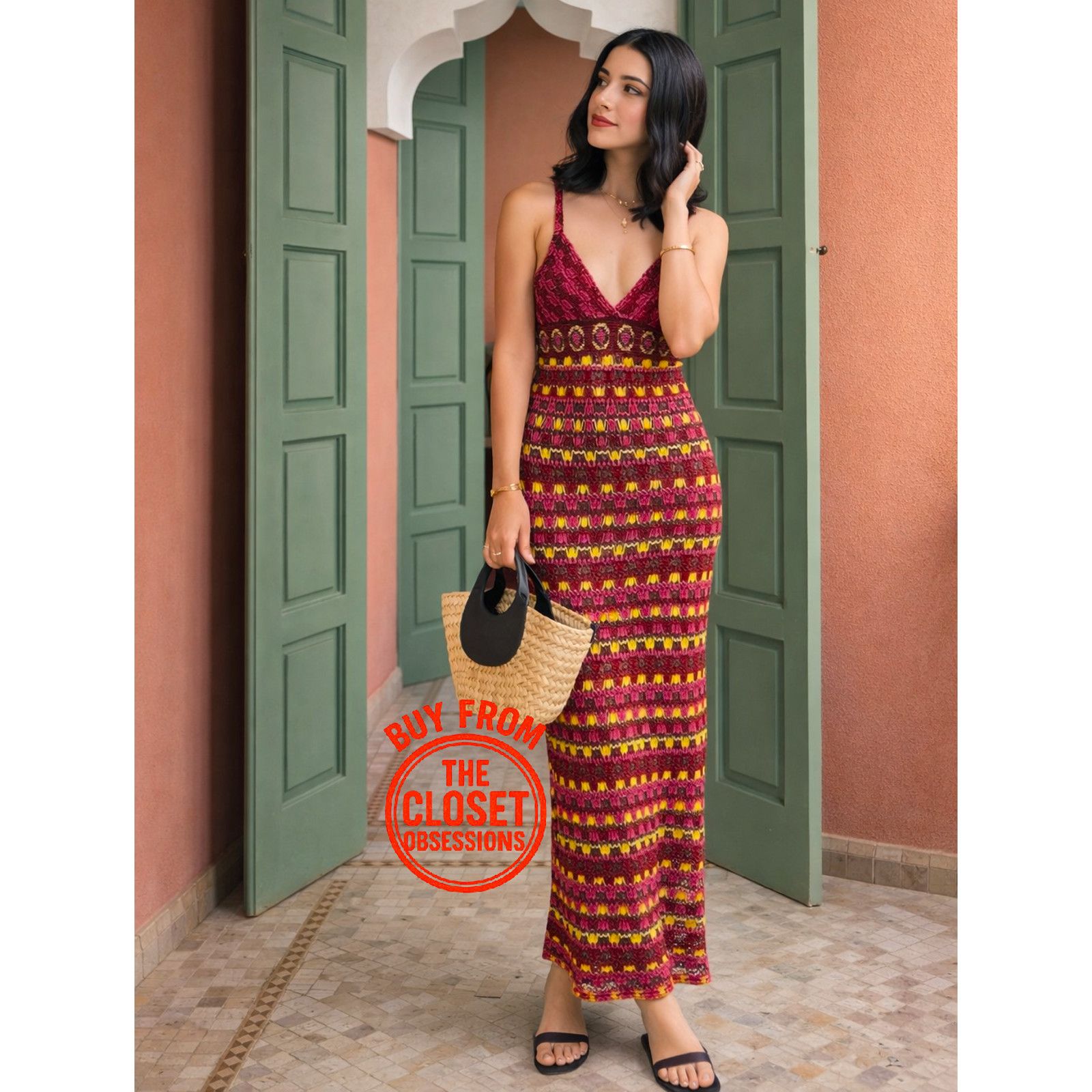 Zara ZARA Blogger Favorite V-Neck Knit Midi Dress NWT Multicolor Size L / US 10 / IT 46 - 6 Thumbnail