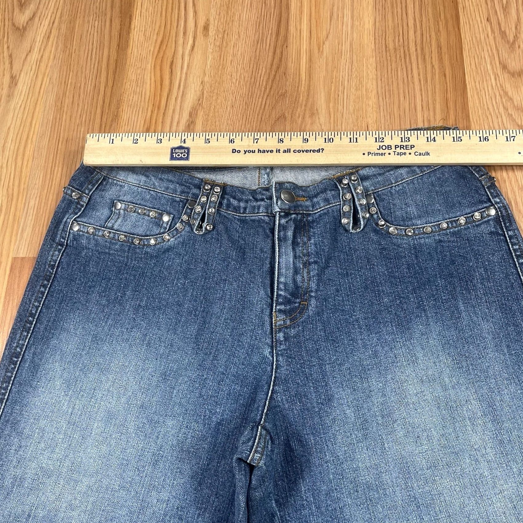 Vintage VINTAGE Caché Jeans Womens 10 Stretch Bootcut Mid Rise Blue Denim Cotton Spandex Blend Jeans Mens Womens BOOT CUT 30in 10.5in Leg Opening 10 Womens Size 32" / US 10 / IT 46 - 3 Thumbnail