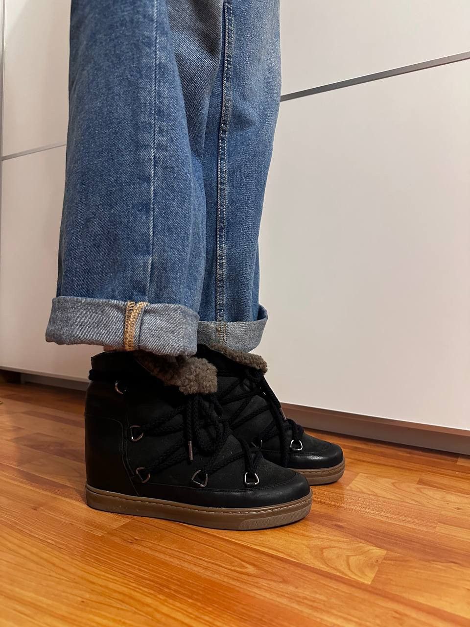 Isabel Marant Isabel Marant Nowles shearling-trimmed leather ankle boots Size US 7 / IT 37 - 4 Thumbnail