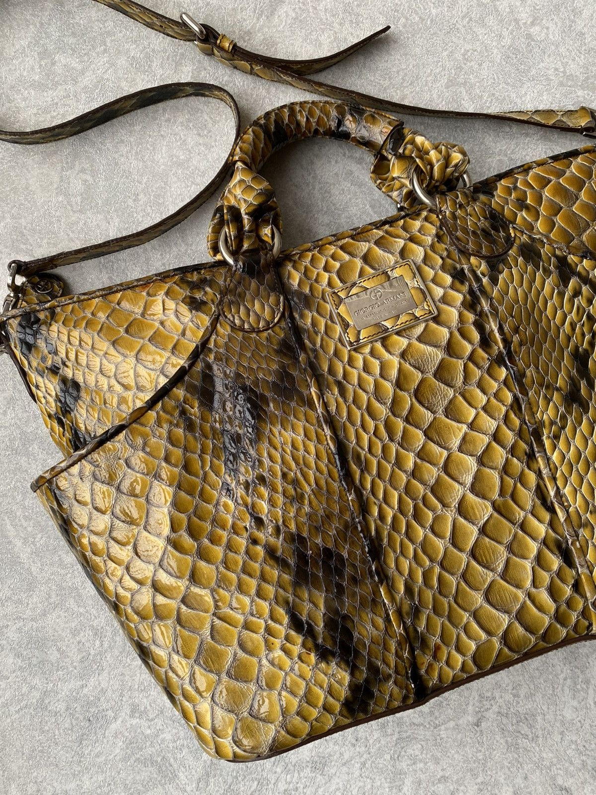 Giorgio Armani Giorgio Armani Python Style Calfskin Shoulder Travel Bag Size ONE SIZE - 2 Thumbnail