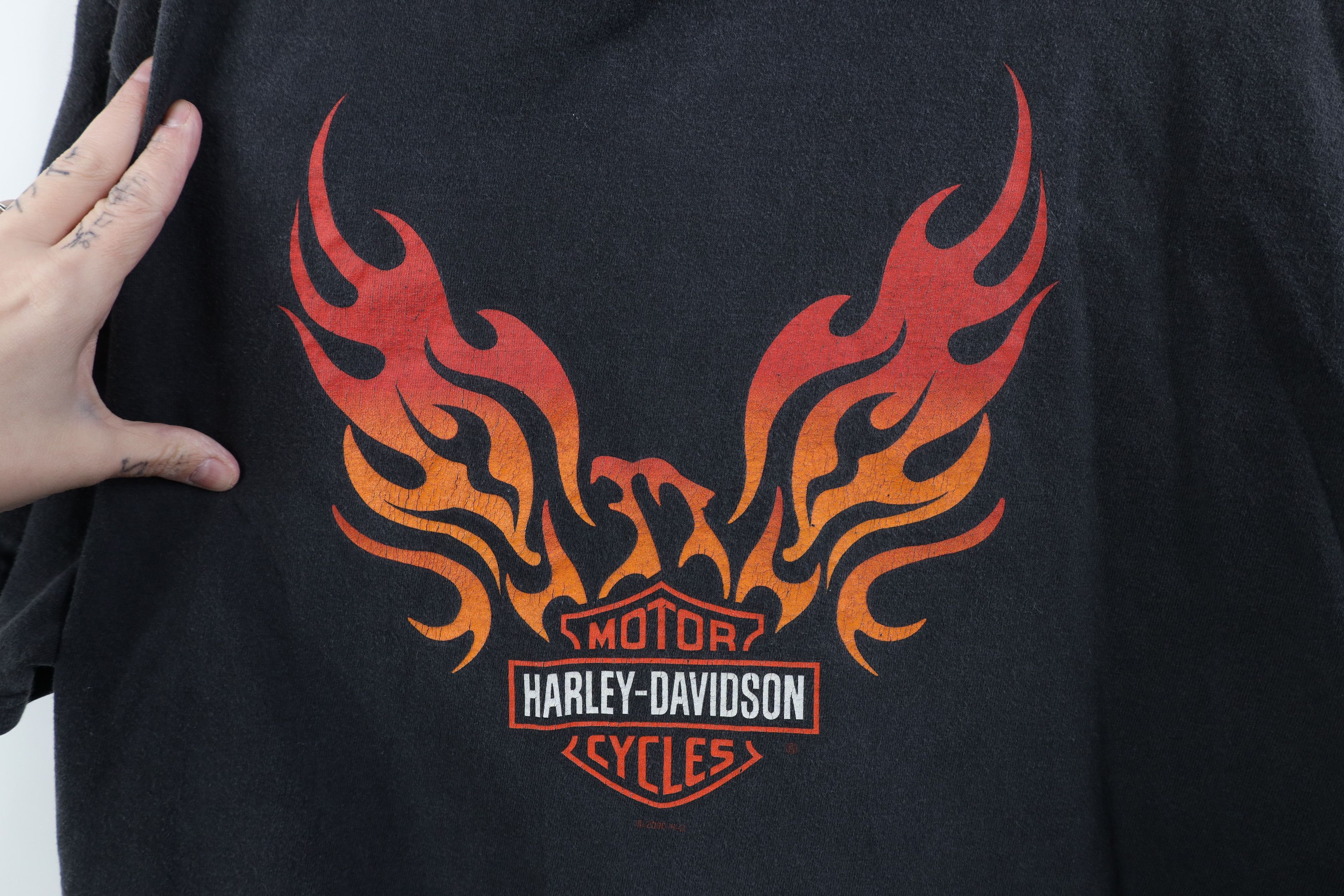 Harley Davidson Vintage 90s Y2K Harley Davidson Fire Flames Phoenix T-Shirt Size US XL / EU 56 / 4 - 4 Thumbnail