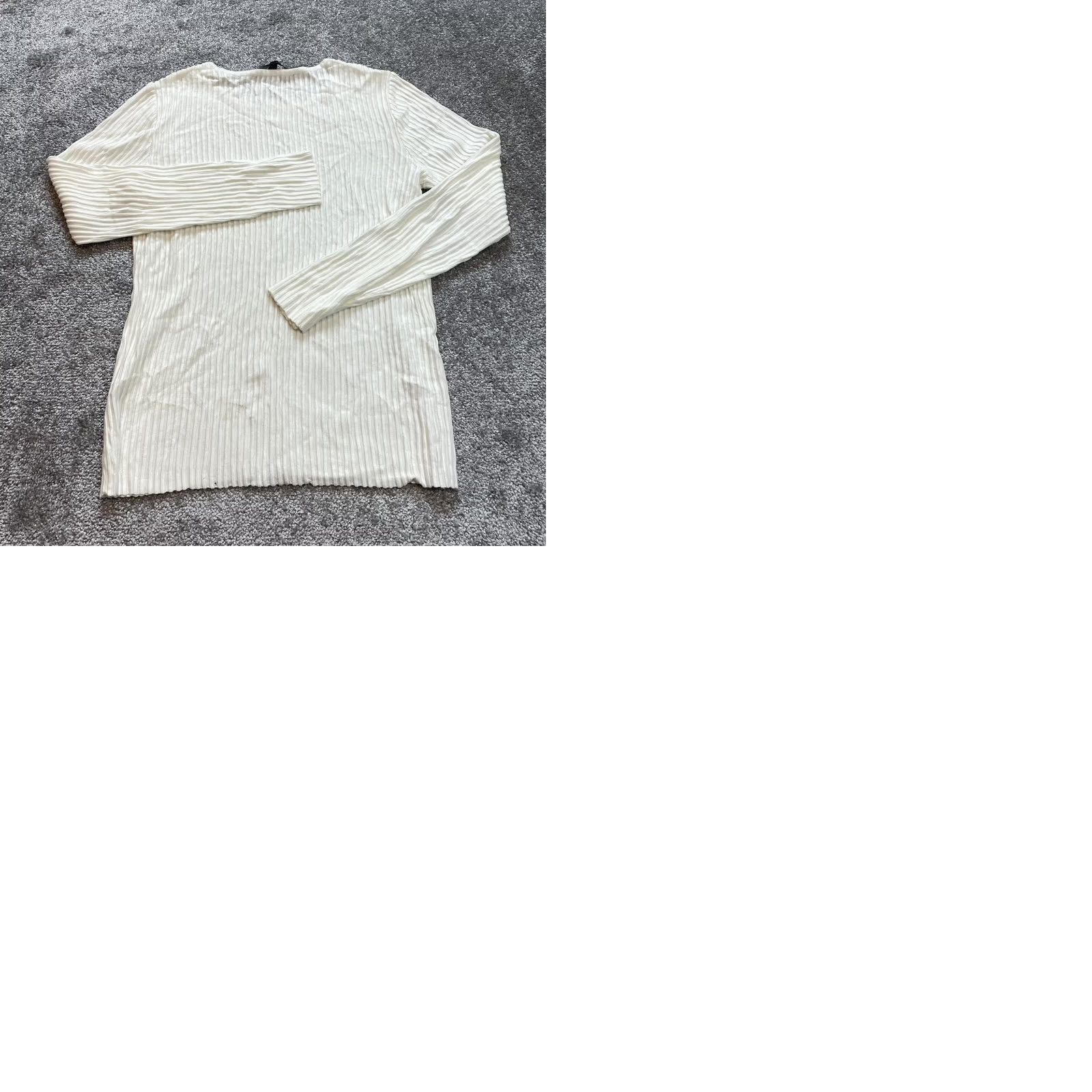 White House Black Market White House Black Market Shirt Womens Medium White Long Sleeve Rayon Ribbed Top Size M / US 6-8 / IT 42-44 - 9 Thumbnail