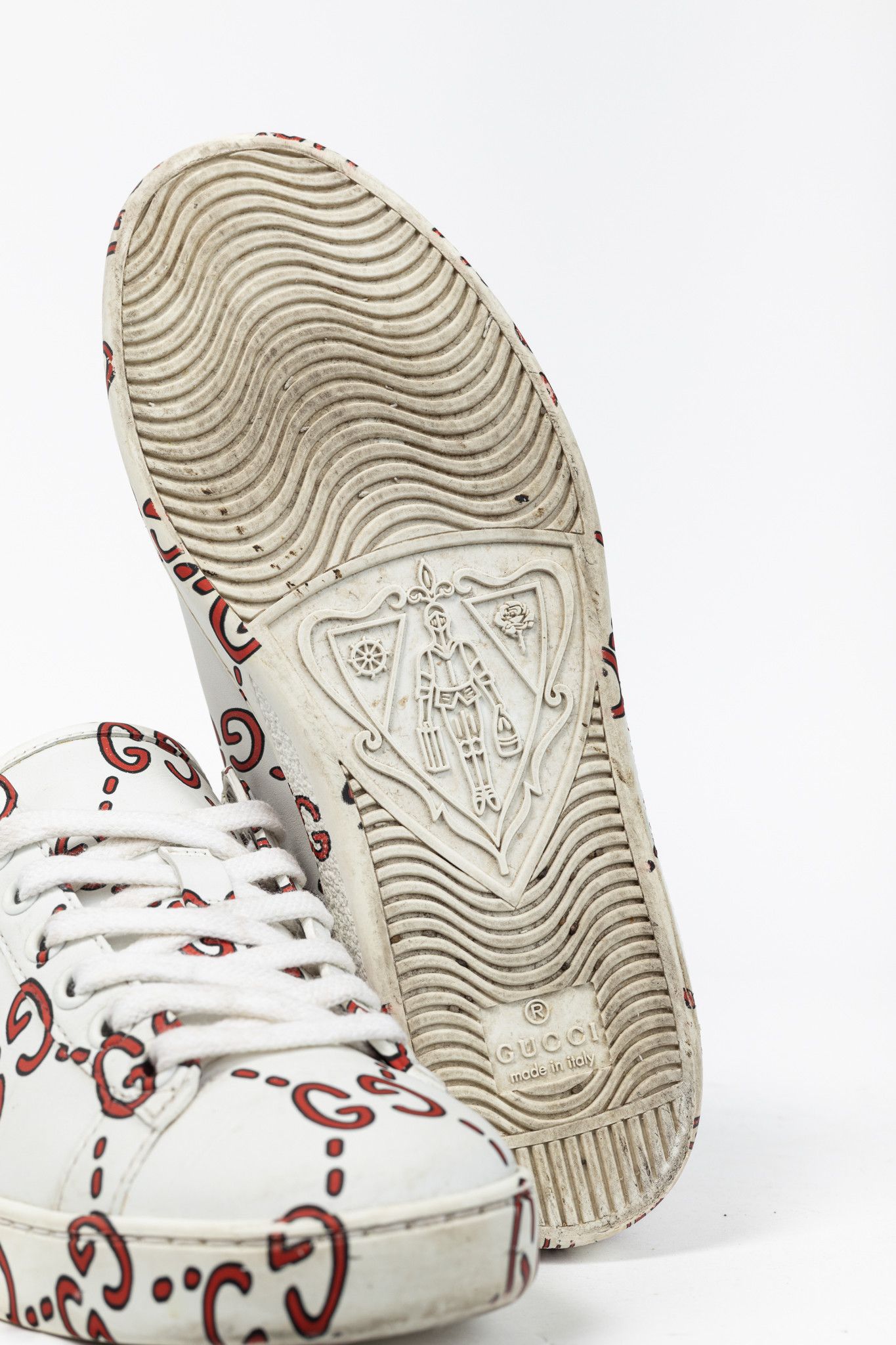 Gucci Gucci Ace White GG Ghost Lace-Up Sneakers Size US 4 / IT 34 - 5 Thumbnail