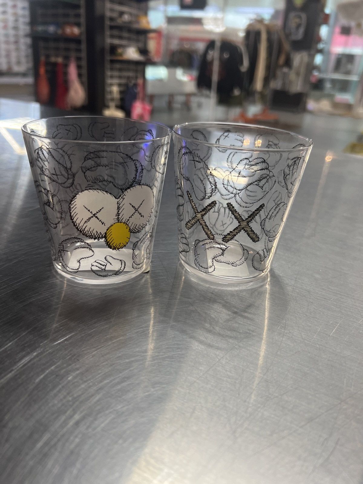 image of Kaws Seeking Watching Tumblers Glass Set in Silver, Men's