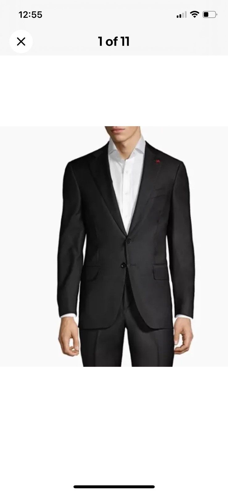 image of Isaia Aquaspider 160’S Wool Nuova Base S Suit Jacket in Black, Men's (Size 50L)