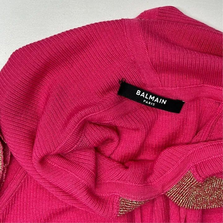 Balmain Balmain Pink Hooded Long Sleeve Knit Top -2507 Size M / US 6-8 / IT 42-44 - 2 Thumbnail