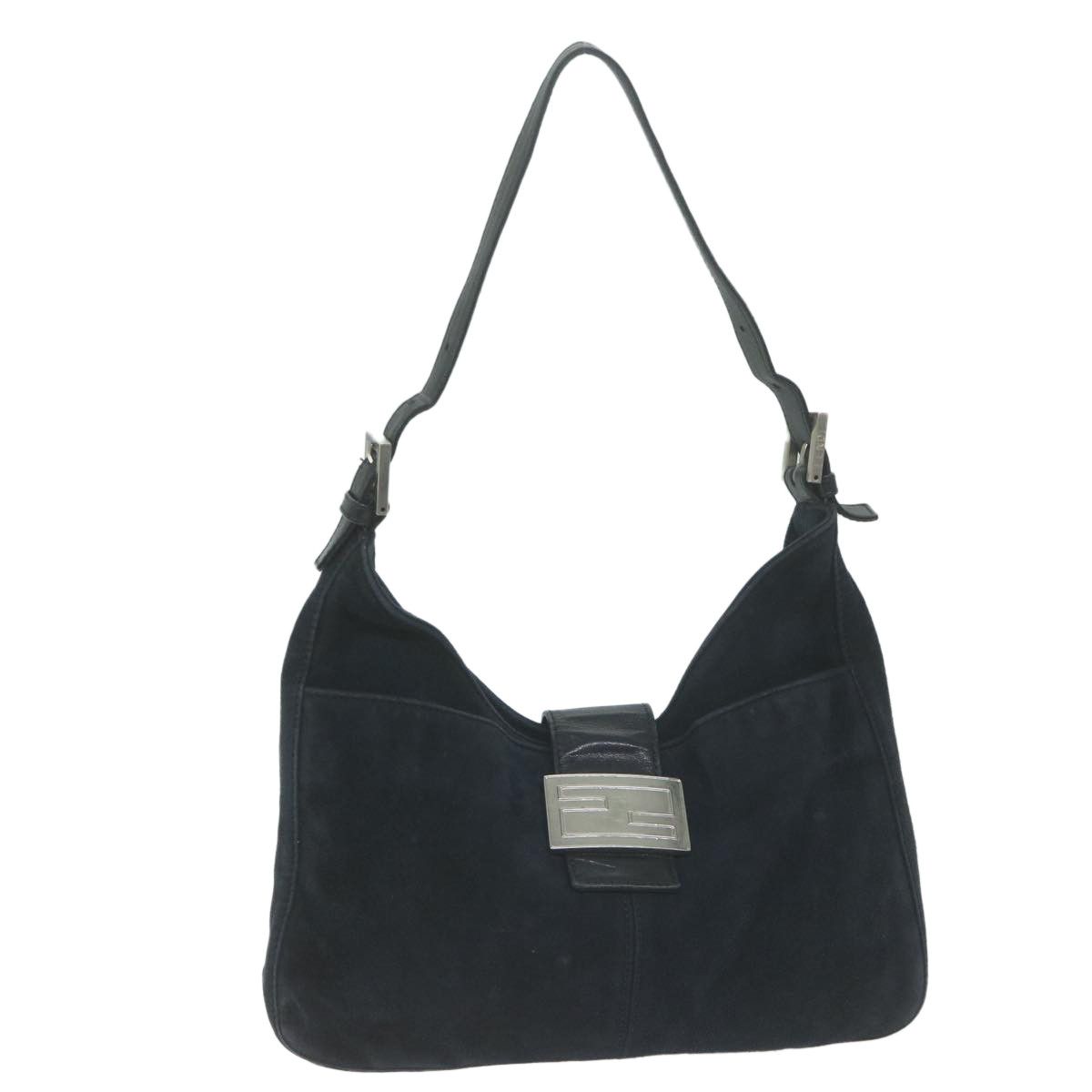 image of Fendi Mamma Baguette Shoulder Bag Suede Navy Auth 66049, Women's