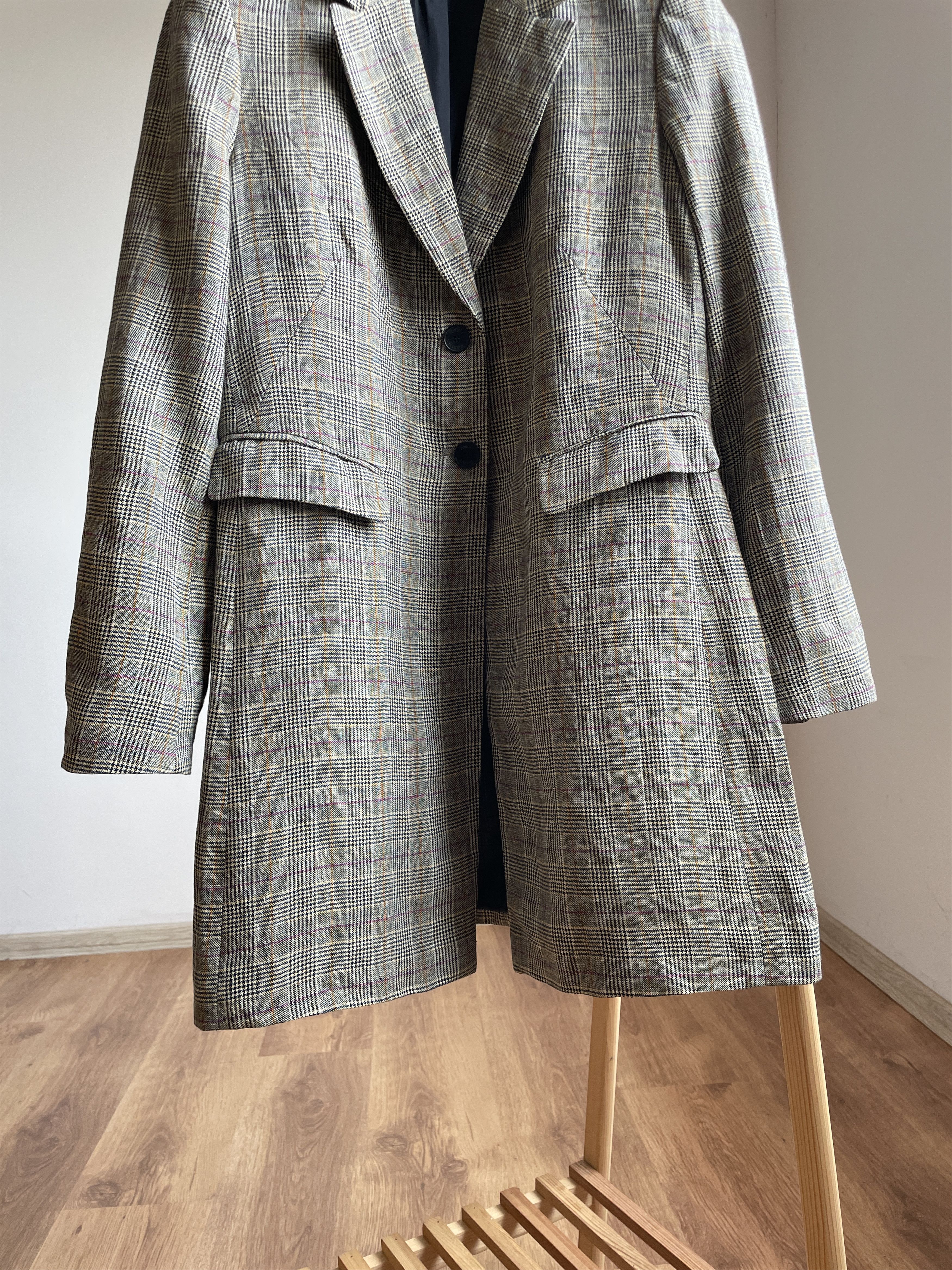 Purdey Purdey Womens Plaid Linen Coat Size EUR 40 Size S / US 4 / IT 40 - 6 Thumbnail