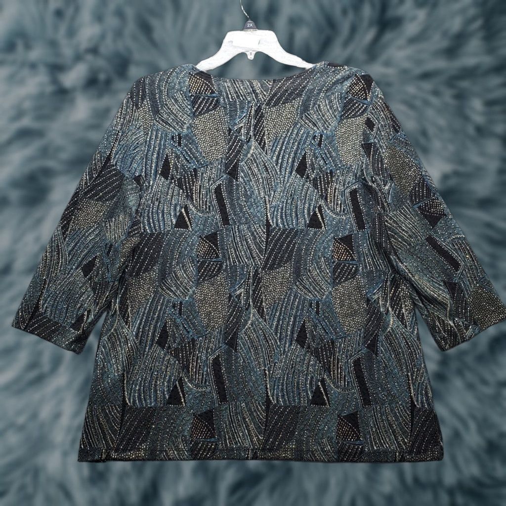 JM Collection JM Collection Blouse Womens Size 2X 3/4 Sleeve Round Neck Multicolor Stretch Pullover Shirt Size XXL / US 16-18 / IT 52-54 - 1 Thumbnail
