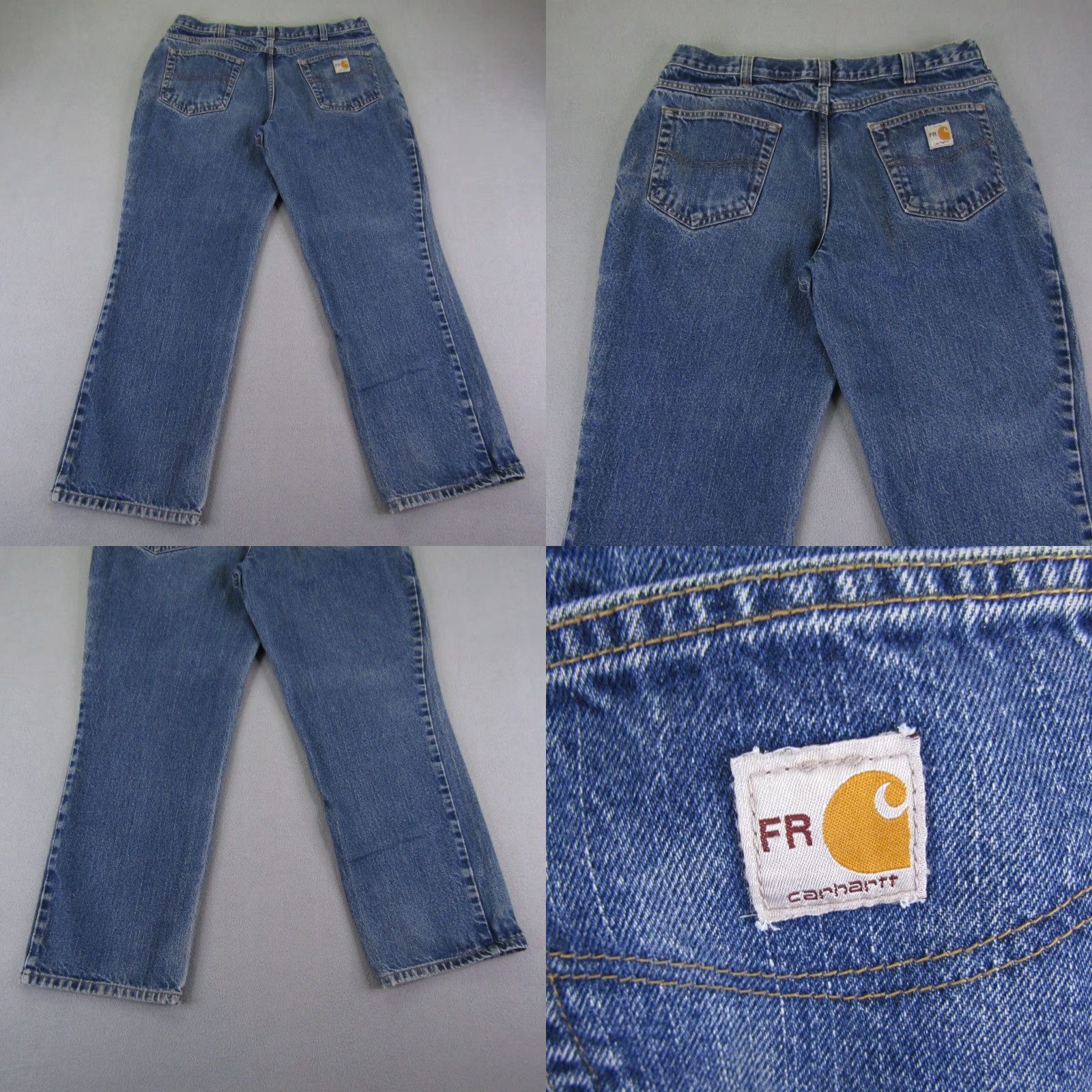 Carhartt Carhartt FR Jeans Mens 36x30 Denim Blue Flame-Resistant Work Jeans Distressed Pockets Regular Zip Button Mens Size US 34 / EU 50 - 8 Thumbnail