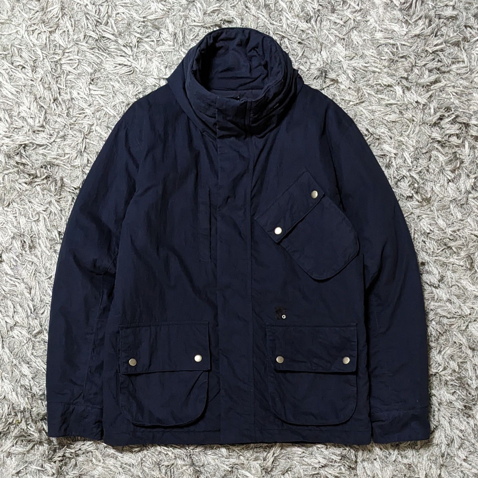 image of Georges Marciano x Guess G By Guess Corpo Jacket Zipper Up Slant Pocket Coat in Navy (Size Large)