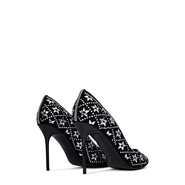 Balmain o1g2r1mq0924 Ruby Star Pumps in Noir & Crystal Size US 8 / IT 38 - 4 Thumbnail