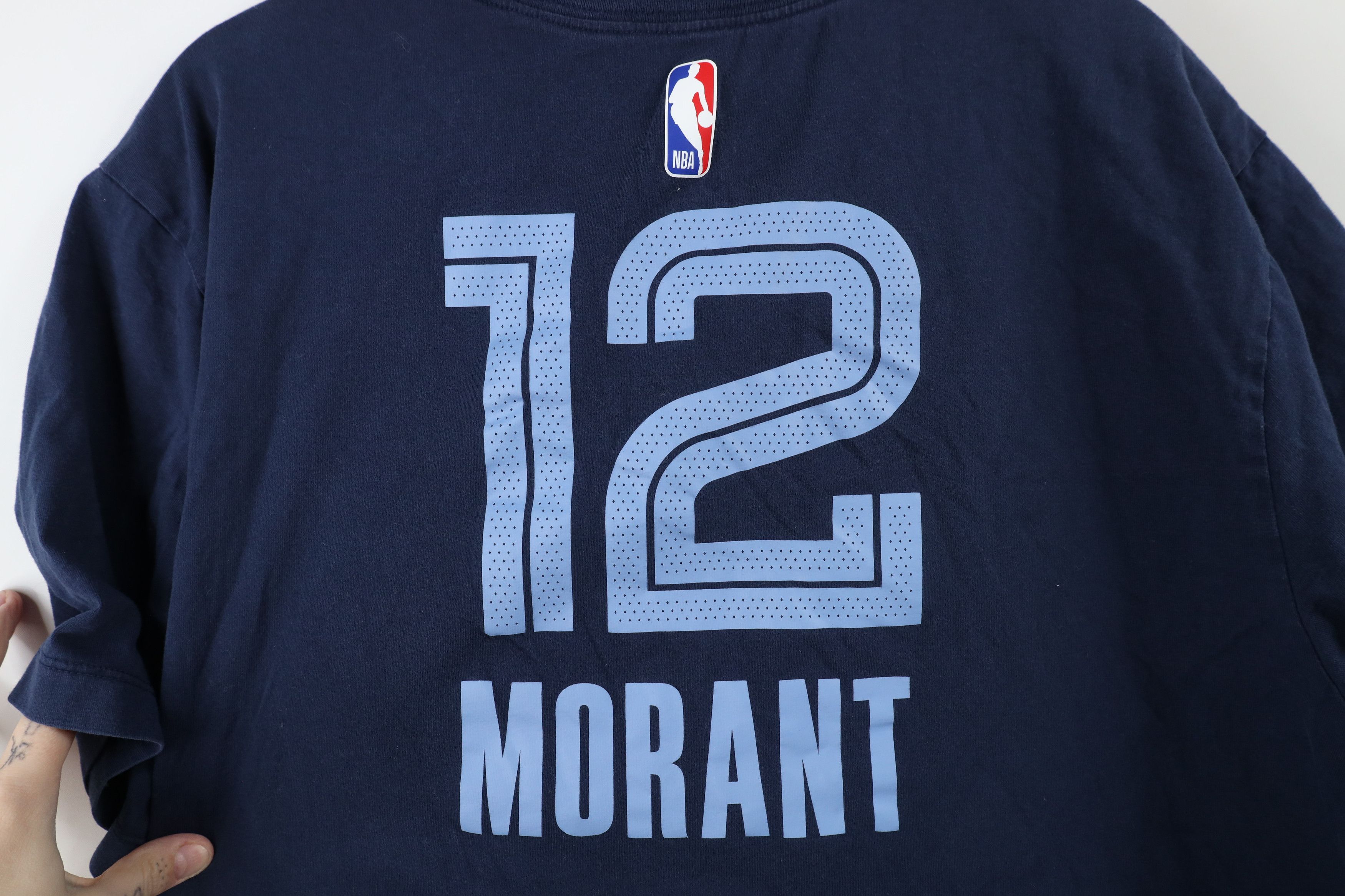 Nike × Vintage Nike Ja Morant Memphis Grizzlies Basketball T-Shirt Blue #12 Size US XXL / EU 58 / 5 - 11 Thumbnail