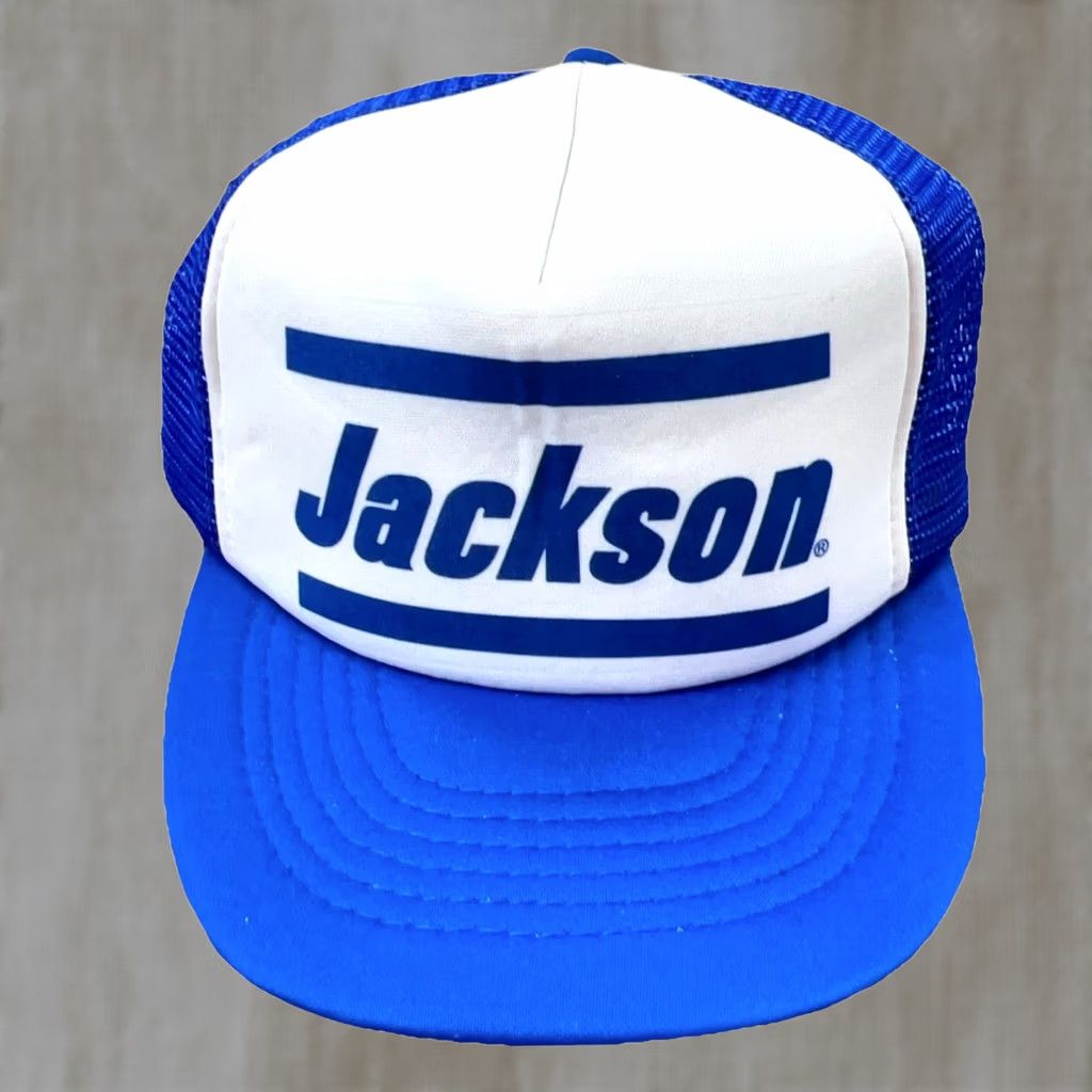 Vintage VINTAGE Jackson Tools Trucker Hat Cap Snap Back Blue White High Dome 80s 90s Mens Size ONE SIZE - 1 Thumbnail