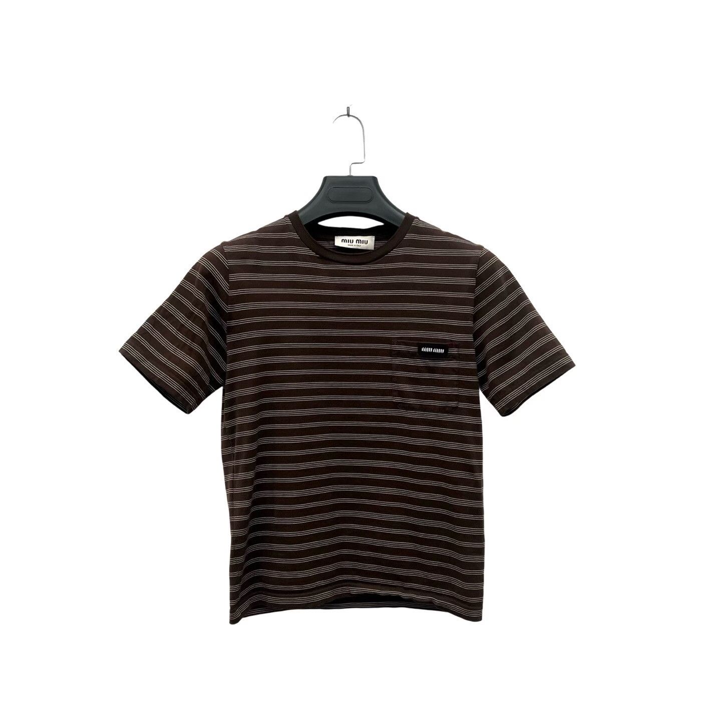 Miu Miu Miu Miu Striped Brown T-Shirt M Women Size M / US 6-8 / IT 42-44 - 1 Thumbnail