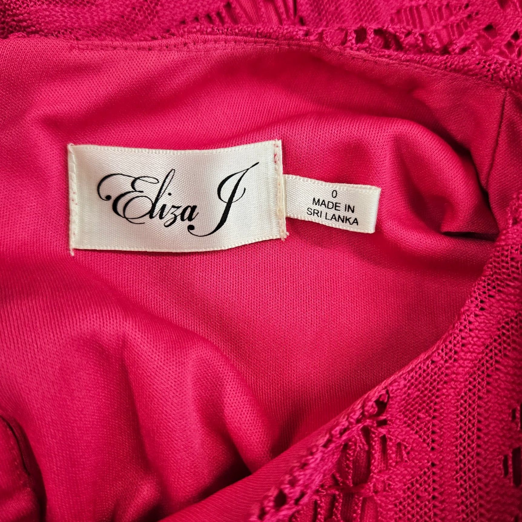 Vintage Eliza J Womens Dress Sz 0 Pink Crochet Lace Sleeveless Round Neck Fit & Flare Short Size XS / US 0-2 / IT 36-38 - 6 Thumbnail
