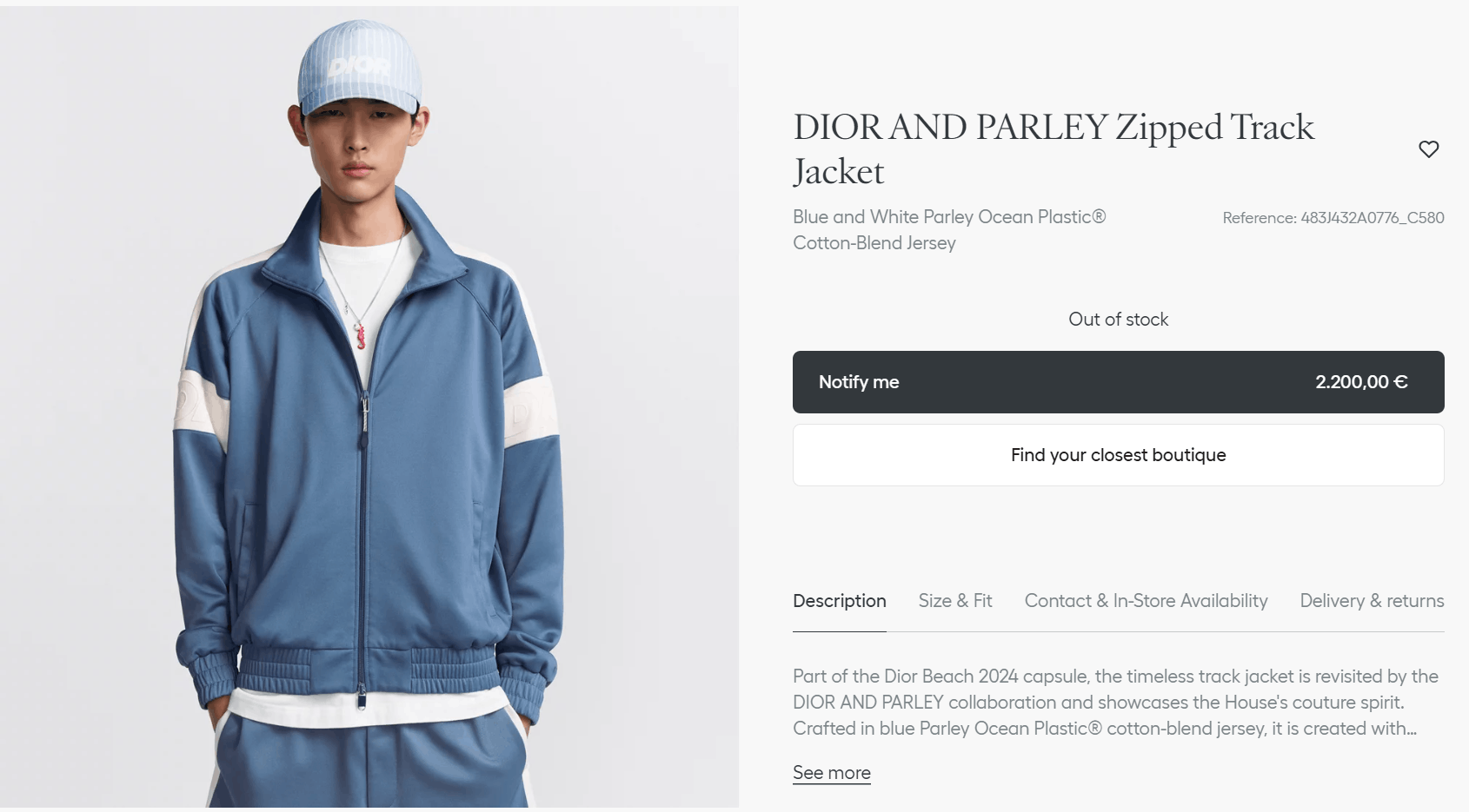Dior $2600 DIOR x PARLEY CAPSULE TRACK JACKET Size US M / EU 48-50 / 2 - 5 Thumbnail