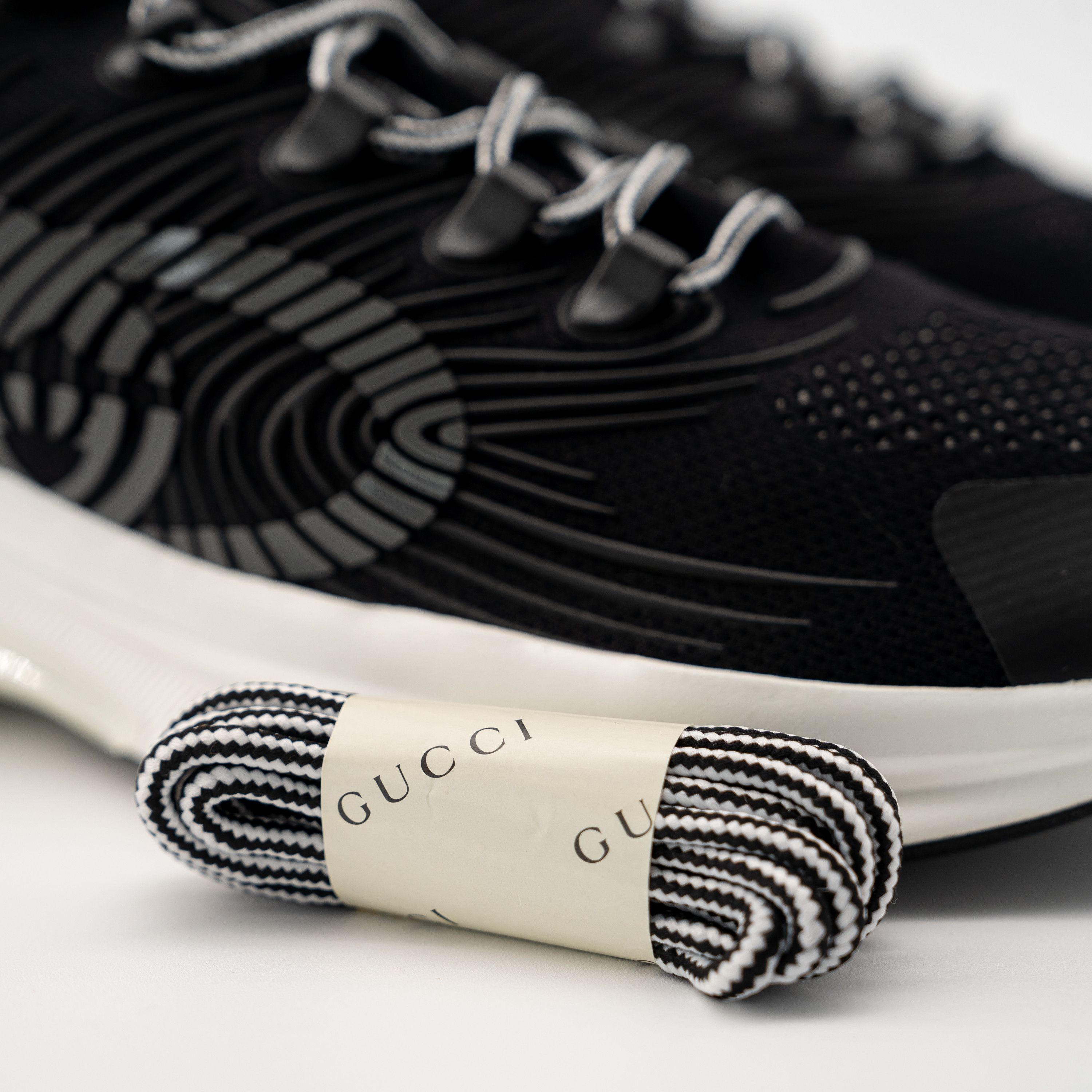 Gucci G 12.5 US 13 Gucci Run Sneaker Black White Knit GG Size US 13 / EU 46 - 6 Thumbnail