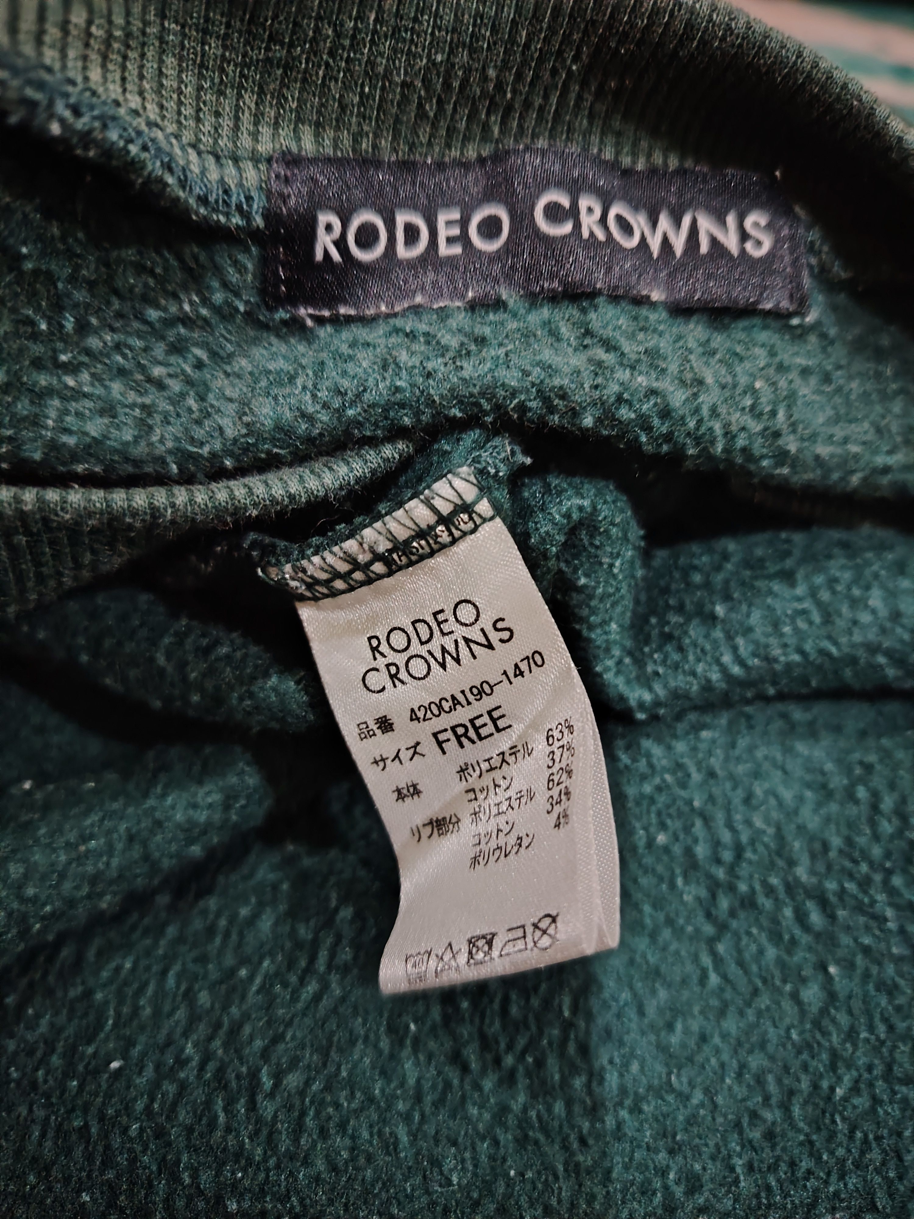 Japanese Brand × Vintage Vtg RODEO CROWN Embroidery Spellout. Baggy Style Sweatshirt Size US XL / EU 56 / 4 - 6 Thumbnail