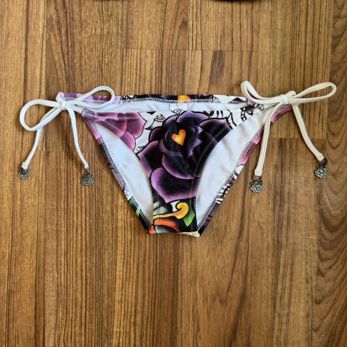 Ed Hardy ED HARDY Vintage Y2K Rare White Love Life Rose Bikini Set Size XS / US 0-2 / IT 36-38 - 6 Thumbnail