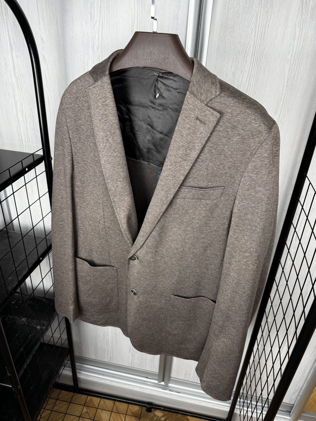 Hackett London brown cotton unlined 2 buttons blazer