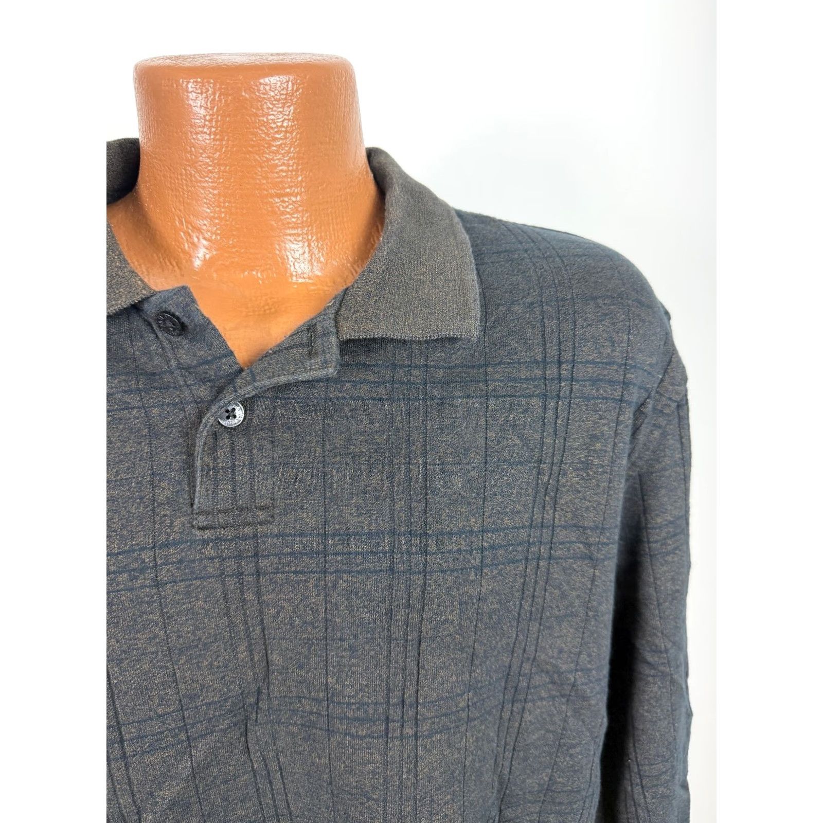 Van Heusen Van Heusen Polo Shirt Men XL Ribbed Brown Long Sleeve Shirt Polo Size US XL / EU 56 / 4 - 2 Thumbnail