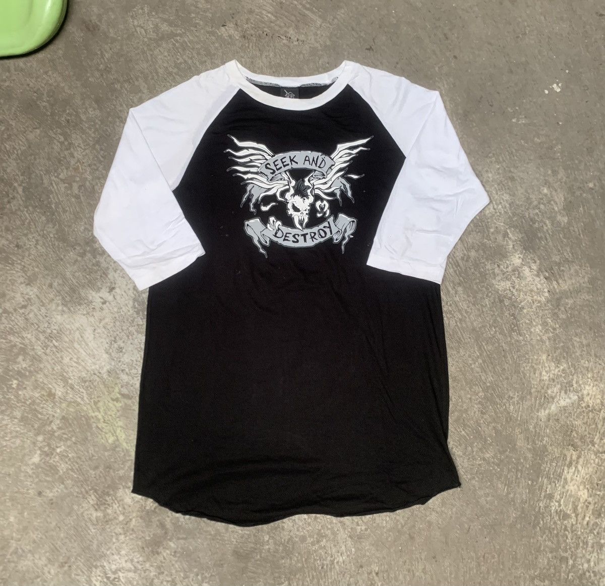 image of Metallica Shirt Seek And Destroy Raglan Shirt in Black, Men's (Size Large)