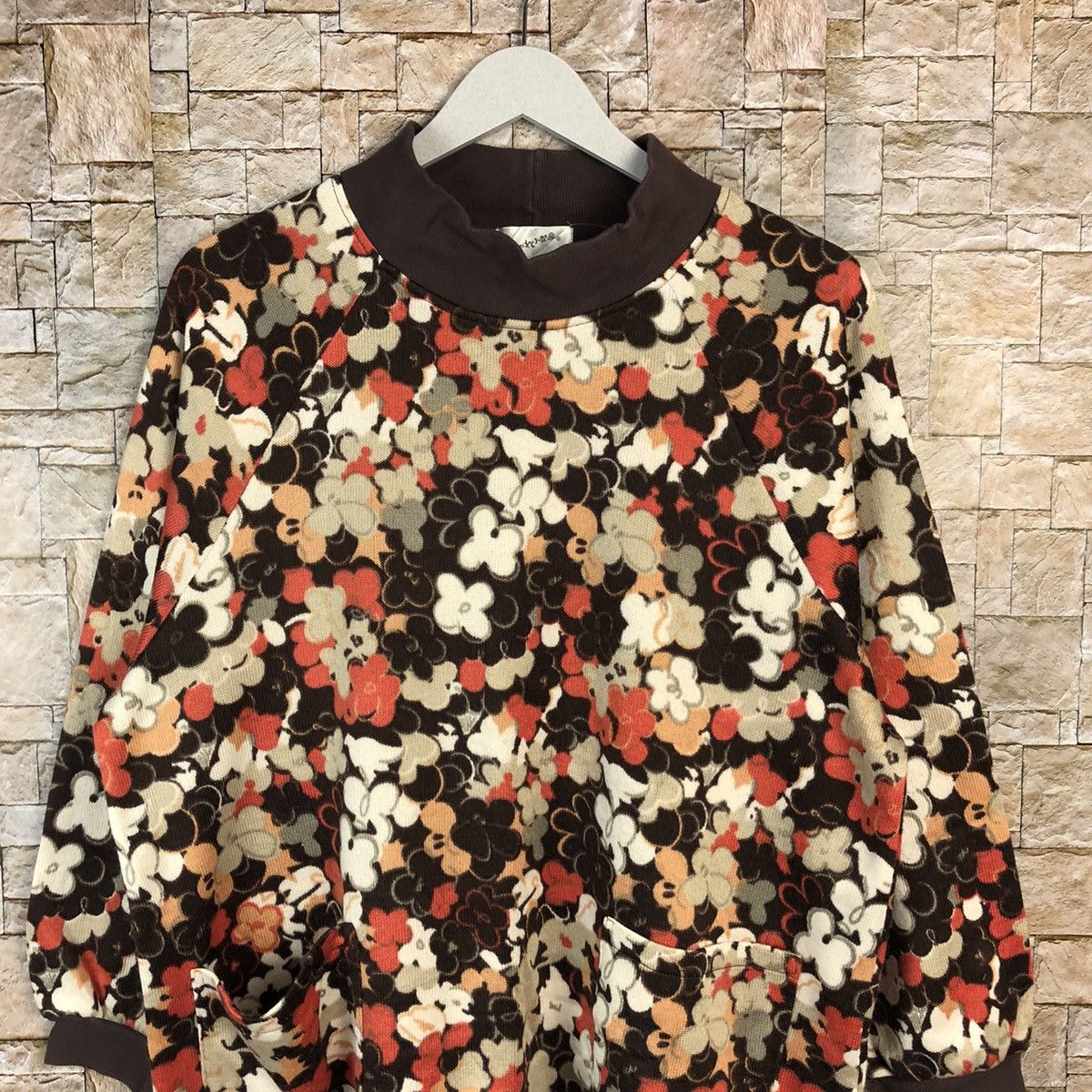 Homespun Knitwear × Japanese Brand × Vintage Japanese Brand vintage art flower Brown Knitwear #A1104 Size L / US 10 / IT 46 - 5 Thumbnail