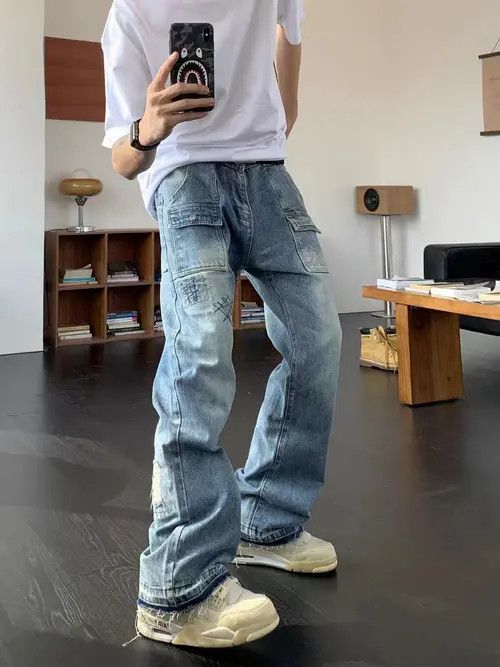 Japanese Brand × Jean High street washed distressed casual bootcut jeans Size US 32 / EU 48 - 3 Thumbnail