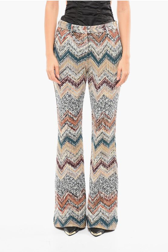 Missoni og1mm0724 Crochet Flared Trousers in Multicolor Size 28" / US 6 / IT 42 - 1 Thumbnail
