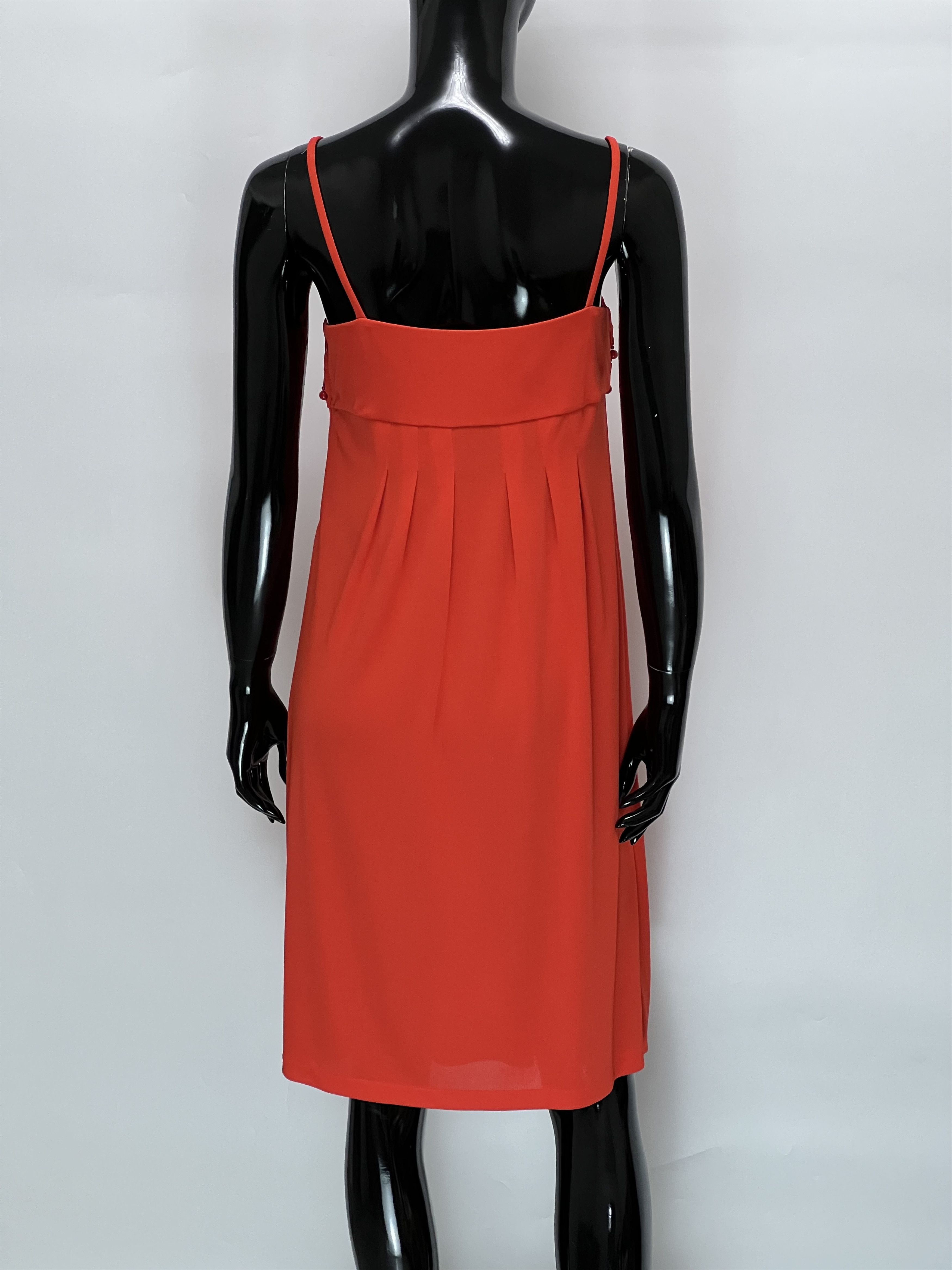 Valentino Valentino Red Sleeveless Midi Dress Decorated Rhinestones Size S / US 4 / IT 40 - 3 Thumbnail