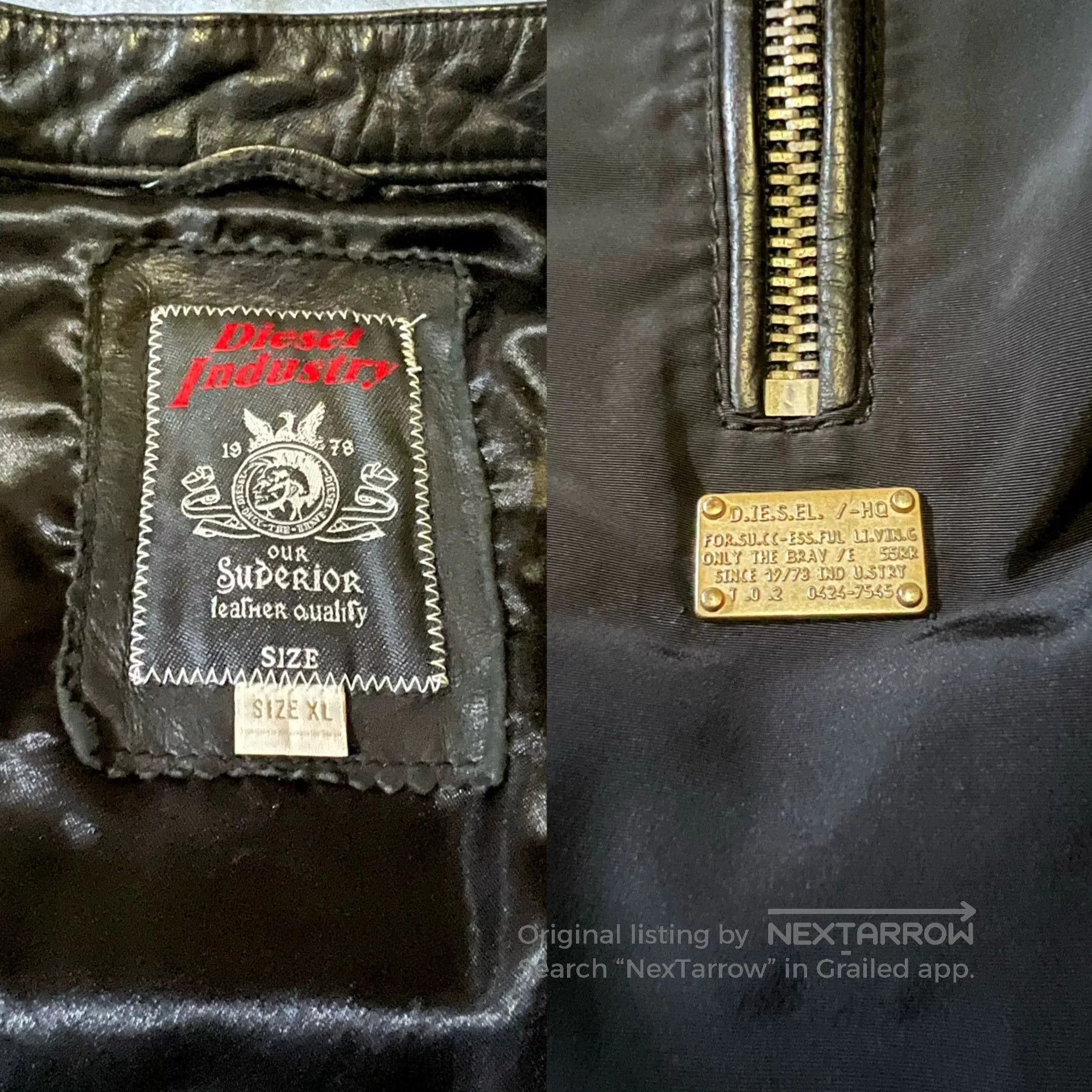 Diesel classic diesel leather patch zip jacket. Size US XL / EU 56 / 4 - 8 Thumbnail