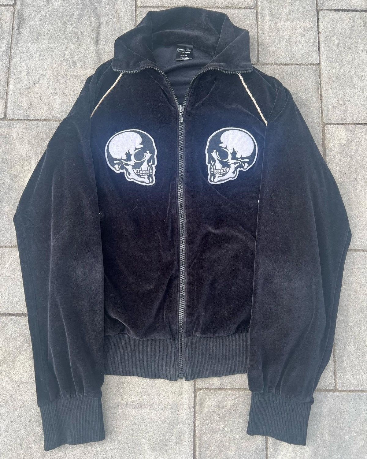 ジャケット・アウター dead stock jackrose skull track jacket Number (N)ine SS04 Number Nine Velour Skull Track Jacket