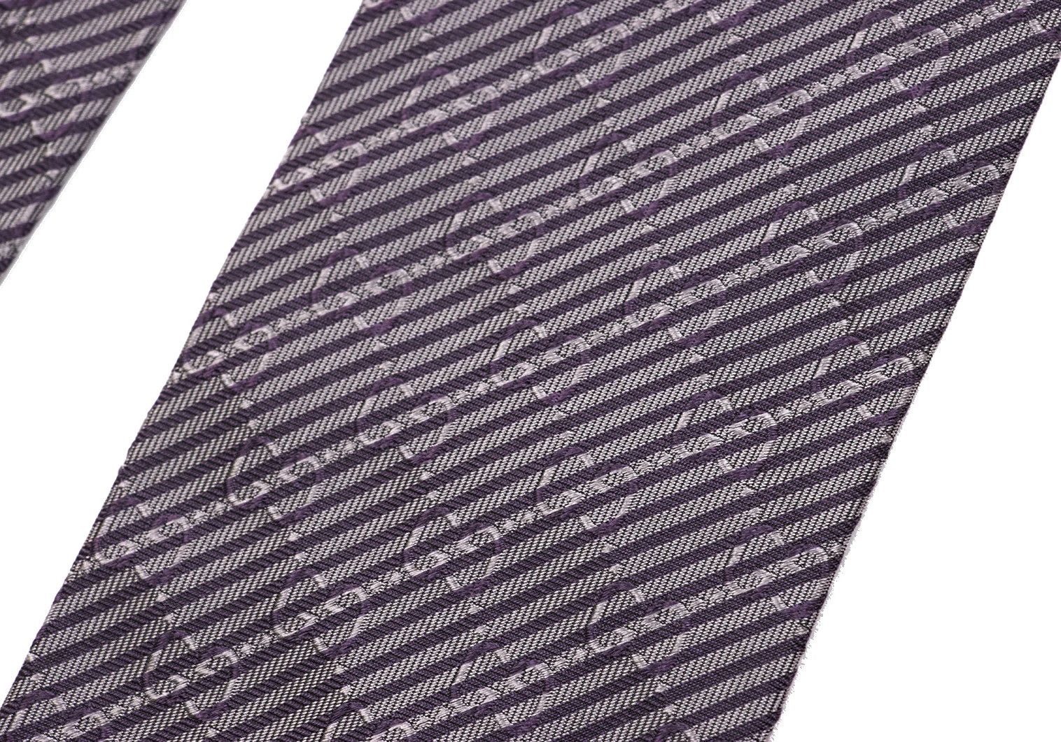 Gucci GG Stripe Jacquard Silk Tie in Gray and Purple Size ONE SIZE - 4 Thumbnail