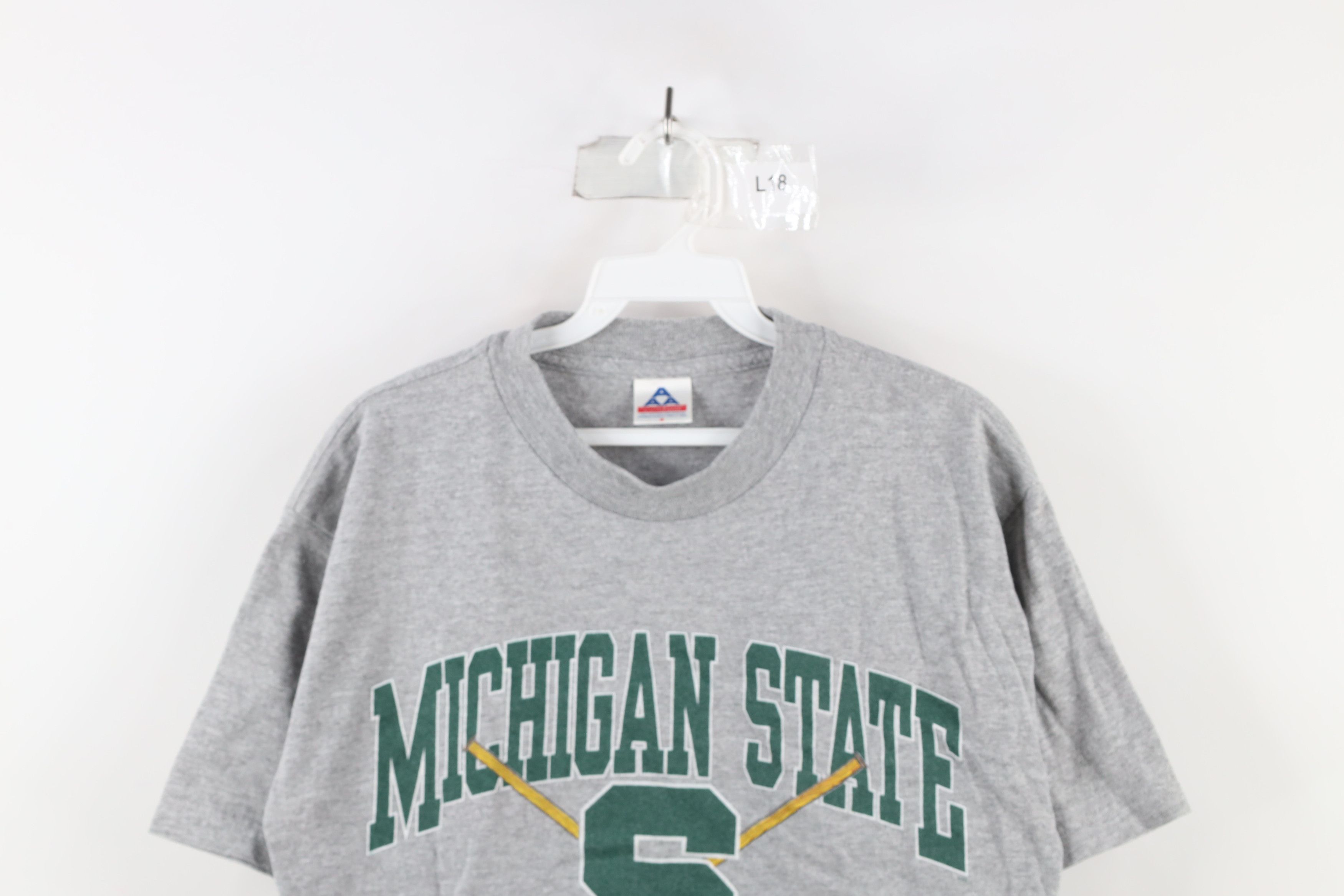 Vintage Vintage 90s Michigan State University Hockey T-Shirt Gray Size US M / EU 48-50 / 2 - 2 Thumbnail