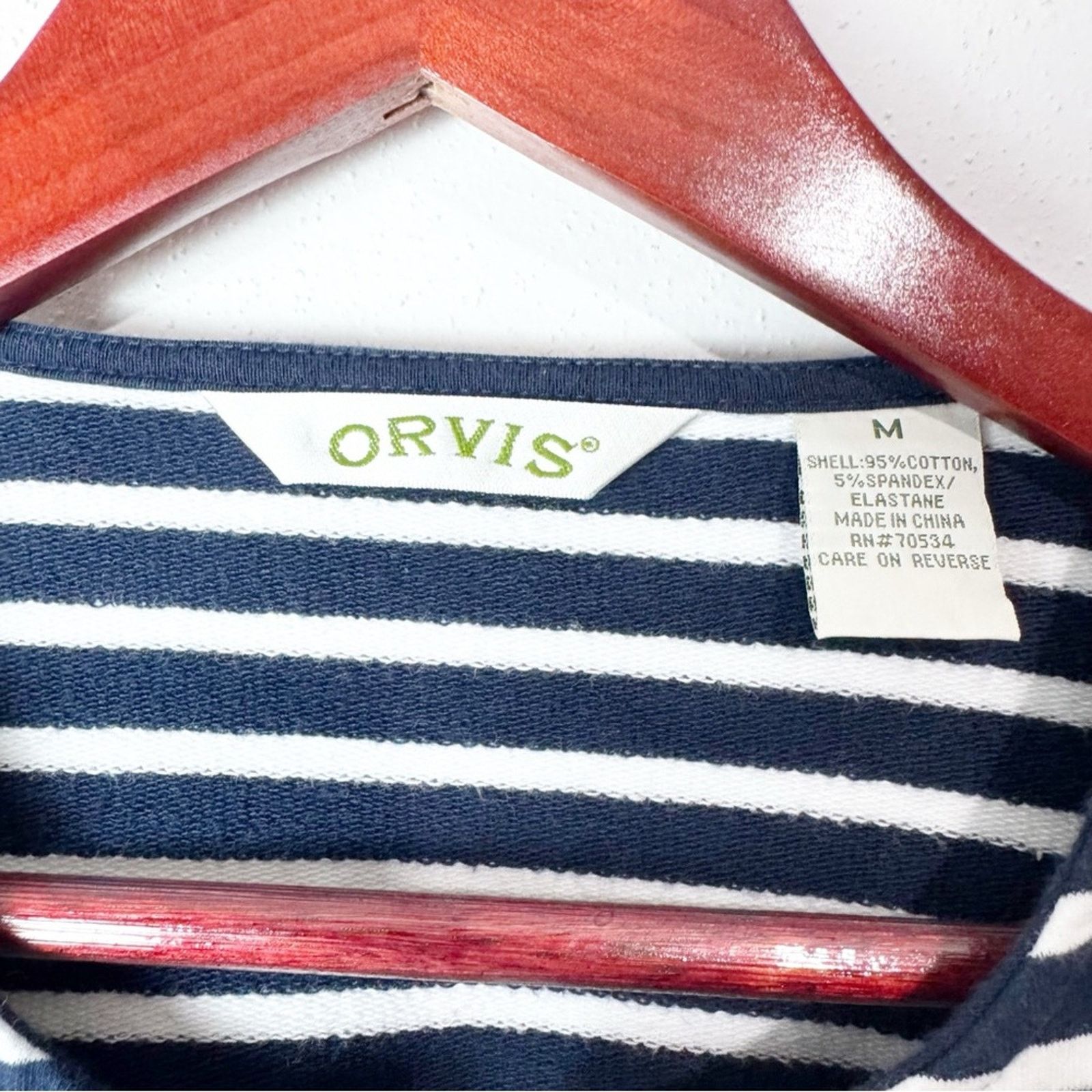 Orvis Orvis Navy & White Striped 3/4 Zip Popover Top Womens Med Size M / US 6-8 / IT 42-44 - 3 Thumbnail