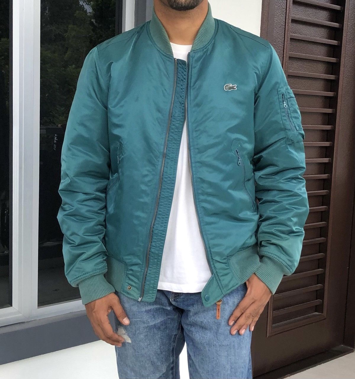 Lacoste LACOSTE LIVE TAFFETA BOMBER JACKET EMERALD GREEN MENS Size US M / EU 48-50 / 2 - 3 Thumbnail