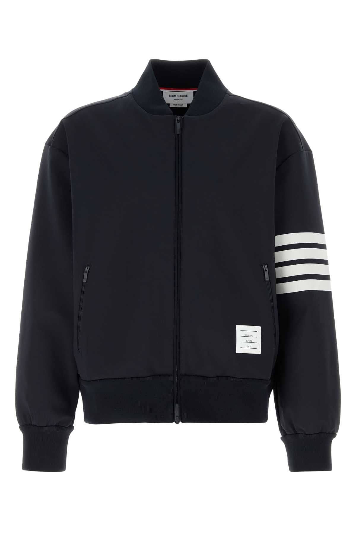 Thom Browne Midnight Blue Stretch Viscose Blend Bomber Jacket Size US XL / EU 56 / 4 - 1 Thumbnail