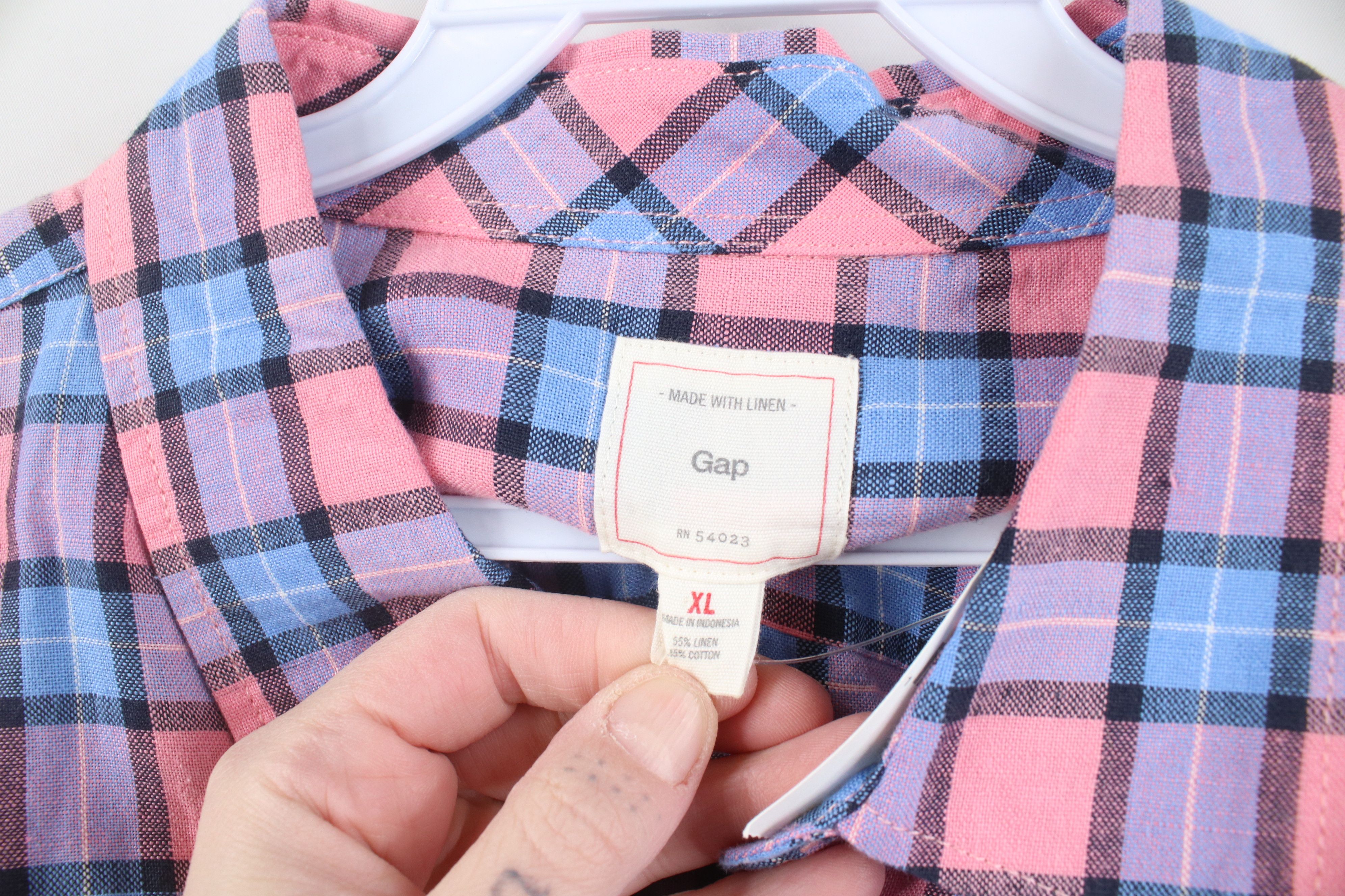 Gap Deadstock Vintage Y2K Gap Collared Button Shirt Pink Plaid Size US XL / EU 56 / 4 - 6 Thumbnail