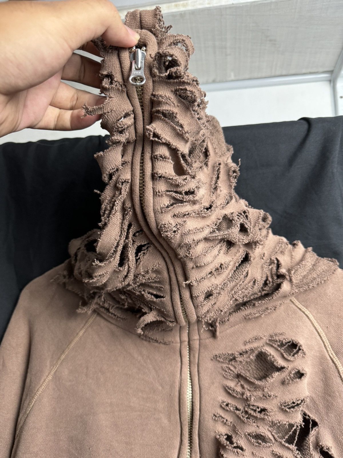 If Six Was Nine × Japanese Brand × Le Grande Bleu (L.G.B.) Distressed Saintpain Brown Hoodie full Zipper Ifsix lgb Size US L / EU 52-54 / 3 - 5 Thumbnail