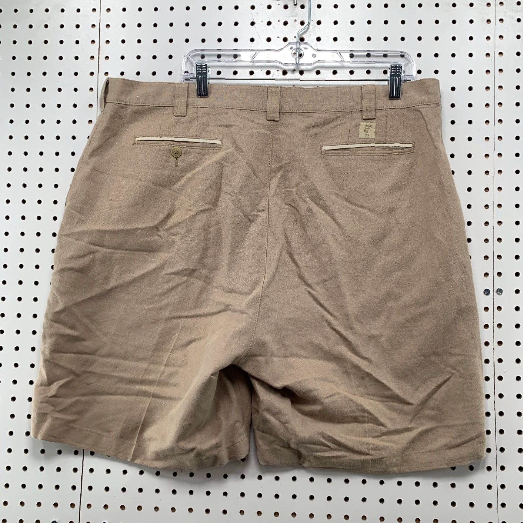 Vintage Ashworth Chino Shorts Mens 40x8.5 Beige Ez-Tech Cotton Blend Linen Front Flat Front Regular Inseam 8in Casual Summer Spring Mens Size US 40 / EU 56 - 2 Thumbnail
