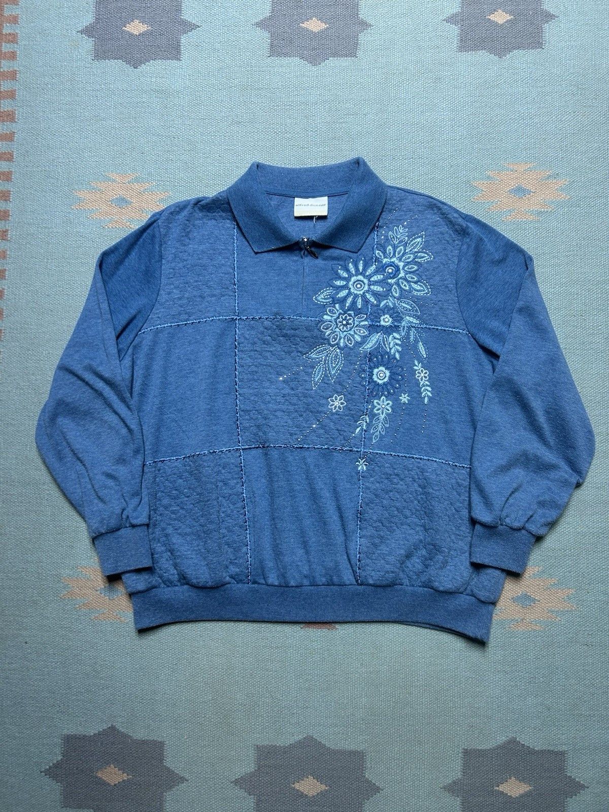 Vintage Alfred Dunner 1/4 zip sweater embroide flowers floral XL/XXL Size XXL / US 16-18 / IT 52-54 - 1 Thumbnail