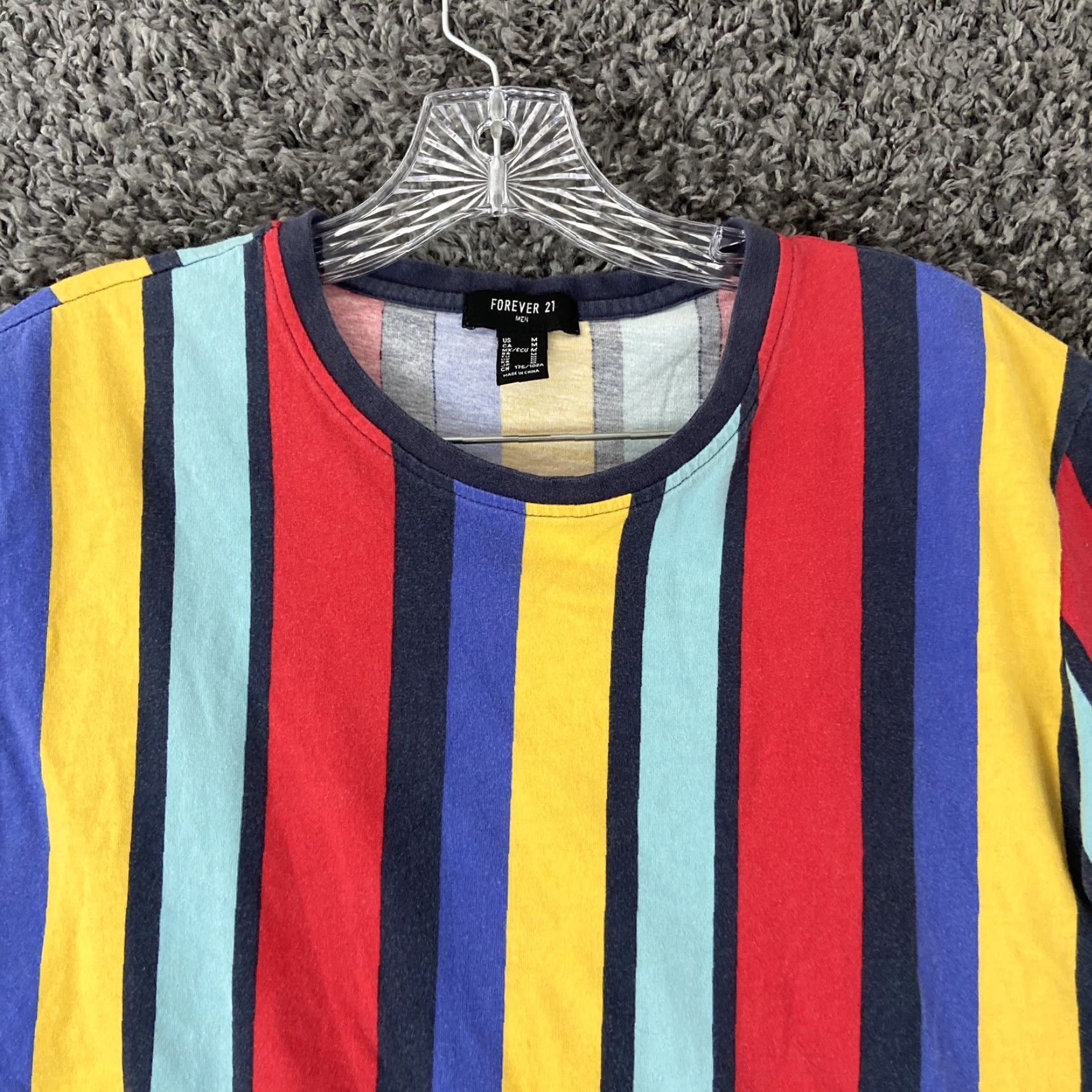 Forever 21 FOREVER 21 Men’s T-Shirt Striped Multicolor Short Sleeve M Adult Multicolor 90s Mens Size US M / EU 48-50 / 2 - 5 Thumbnail