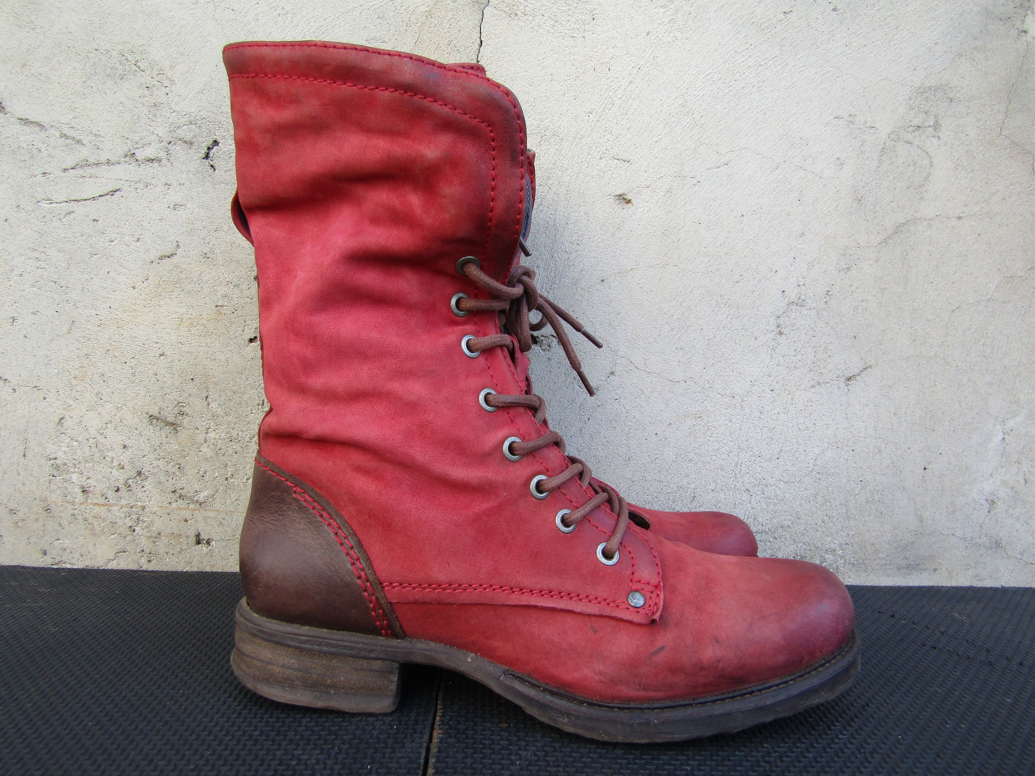 A.S.98 Airstep A.S.98 Red Combat Lace Up Leather Block Size US 9 / IT 39 - 6 Thumbnail