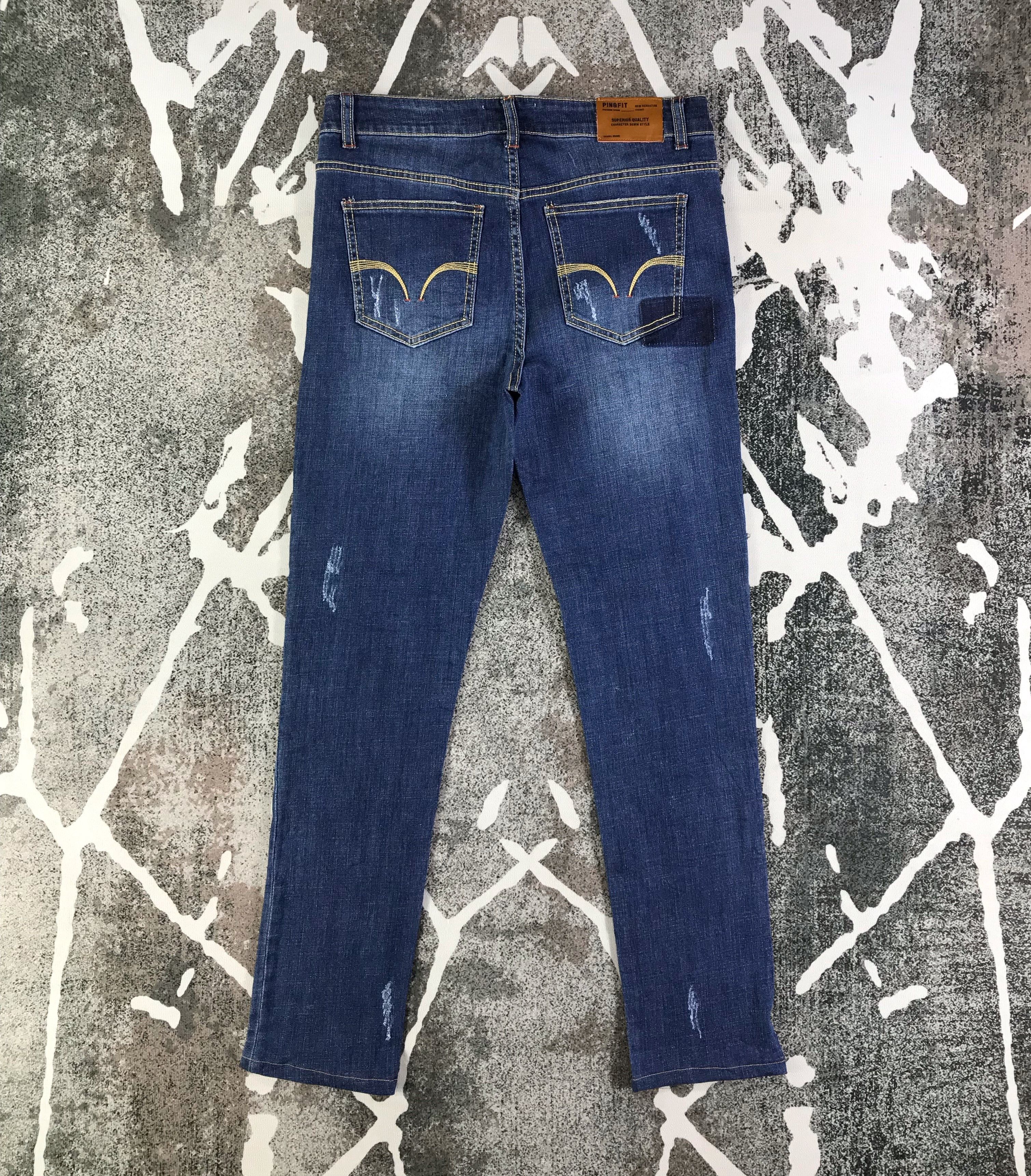 Japanese Brand Pin & Fit Patchwork Skinny Jeans KJ2042 Size US 33 - 2 Thumbnail