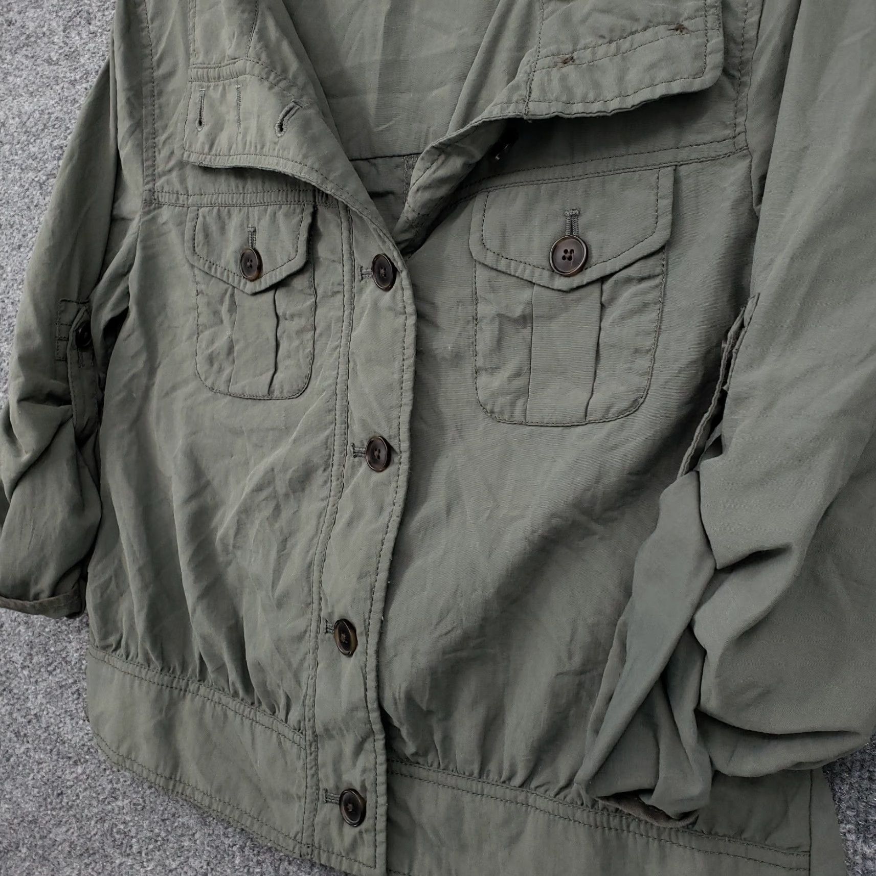 Ann Taylor Loft Jacket Womens XS Green Utility Collared Back Tie Nylon Jacket Size XS / US 0-2 / IT 36-38 - 7 Thumbnail
